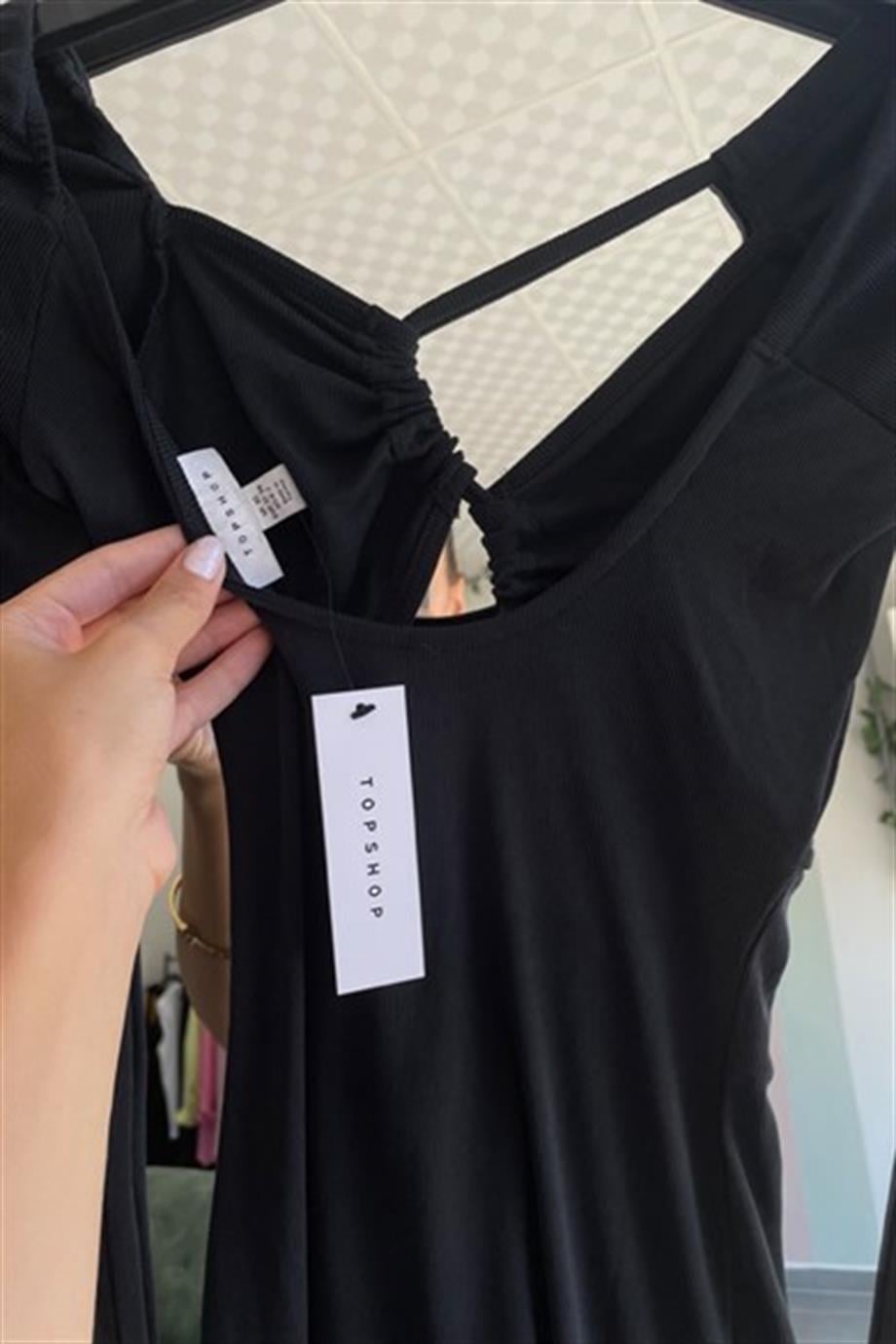 Siyah Göğüs Dekolte Mini Elbise - Kadın Elbise Modelleri - Nazliye Moda | Kadın Giyim Modası
