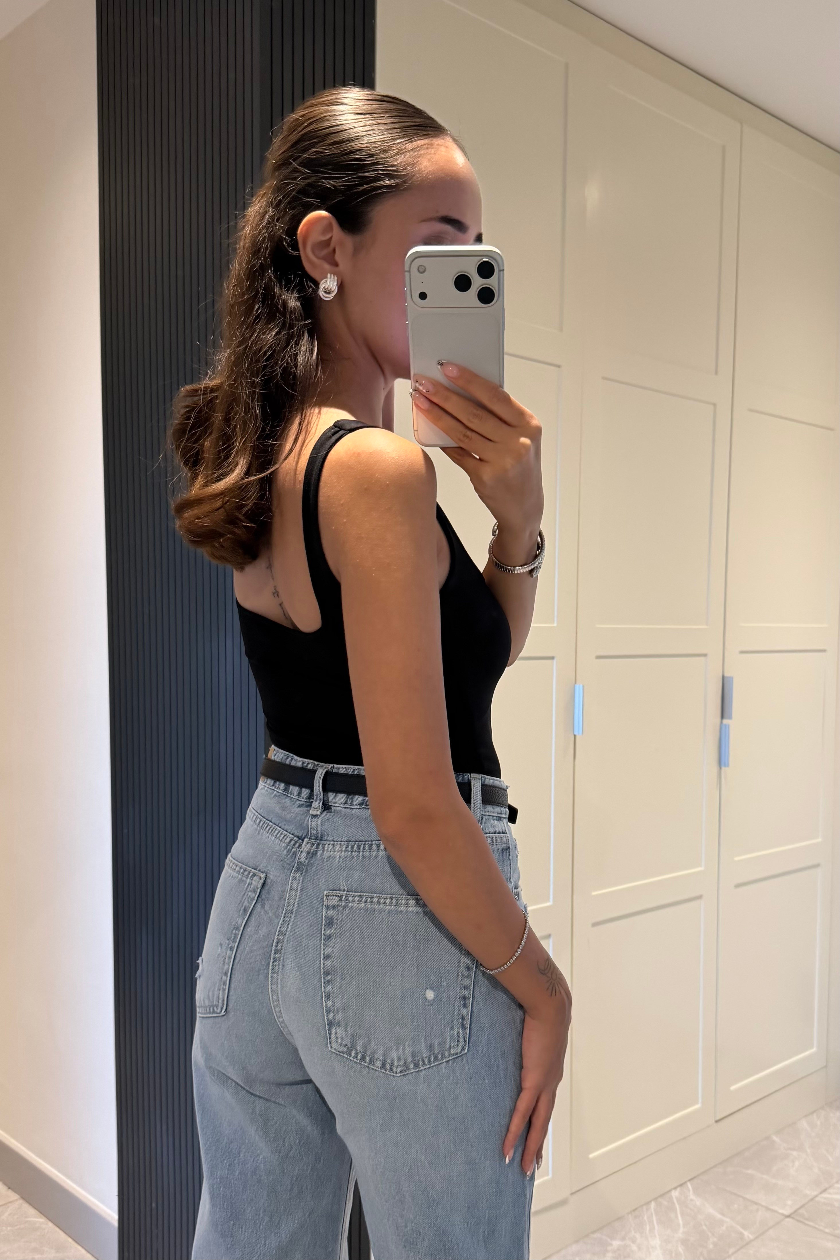 Siyah Kare Yaka Body Suit - Kadın Bluz Modelleri - Nazliye Moda | Kadın Giyim Modası