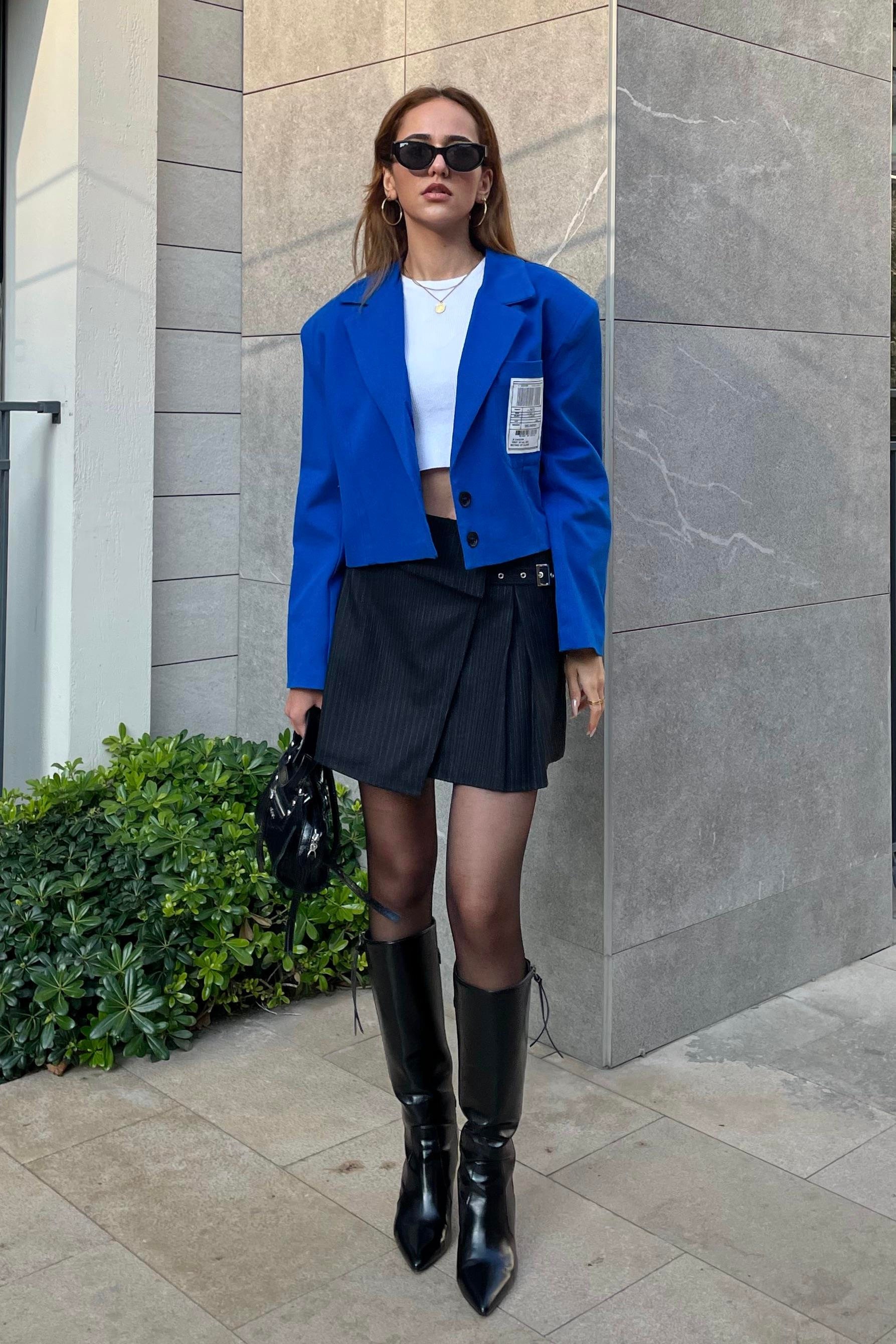 Khaki Gabardine Skort - Kadın Skirts Modelleri - Nazliye Moda | Kadın Giyim Modası
