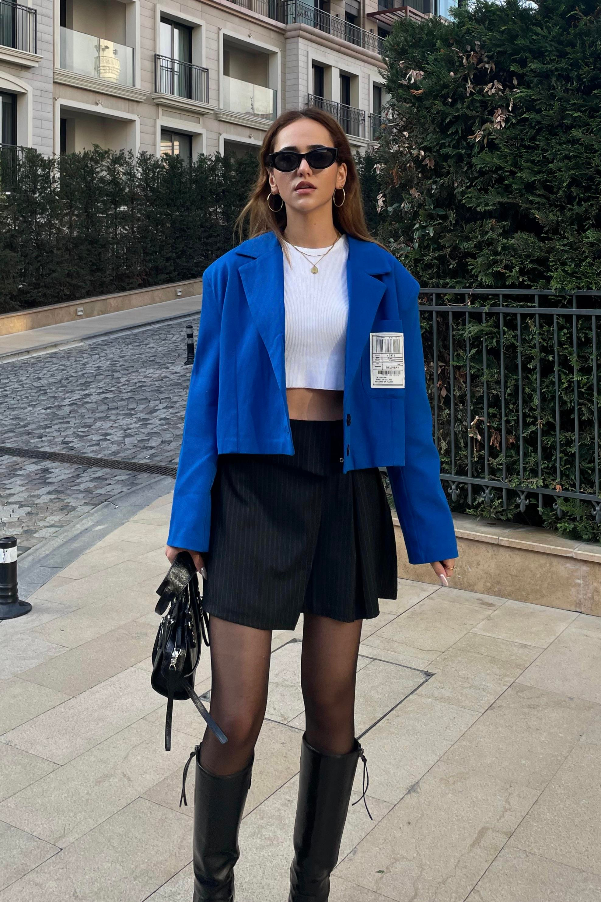Khaki Gabardine Skort - Kadın Skirts Modelleri - Nazliye Moda | Kadın Giyim Modası