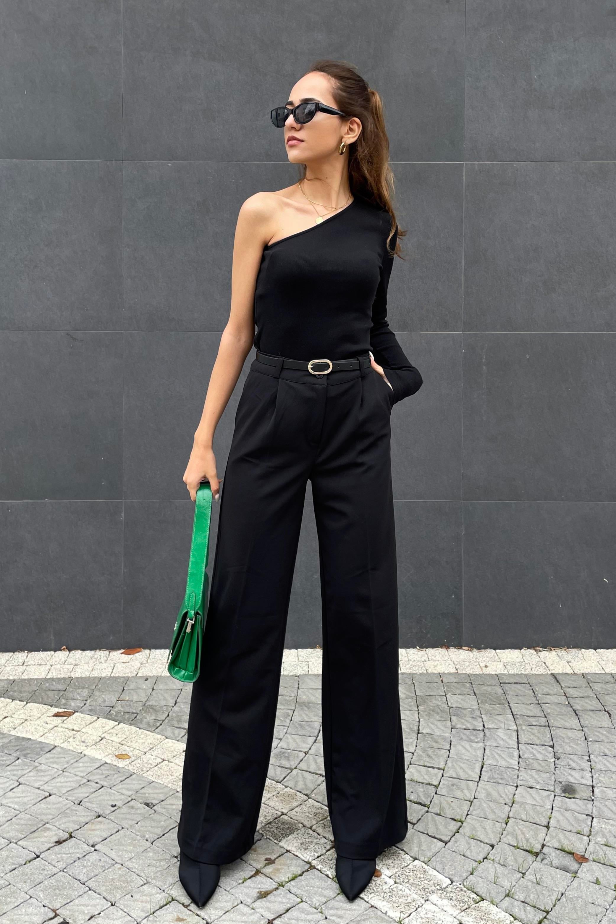 Siyah Likralı Kumaş Pantolon - Kadın Pantolon Modelleri - Nazliye Moda | Kadın Giyim Modası