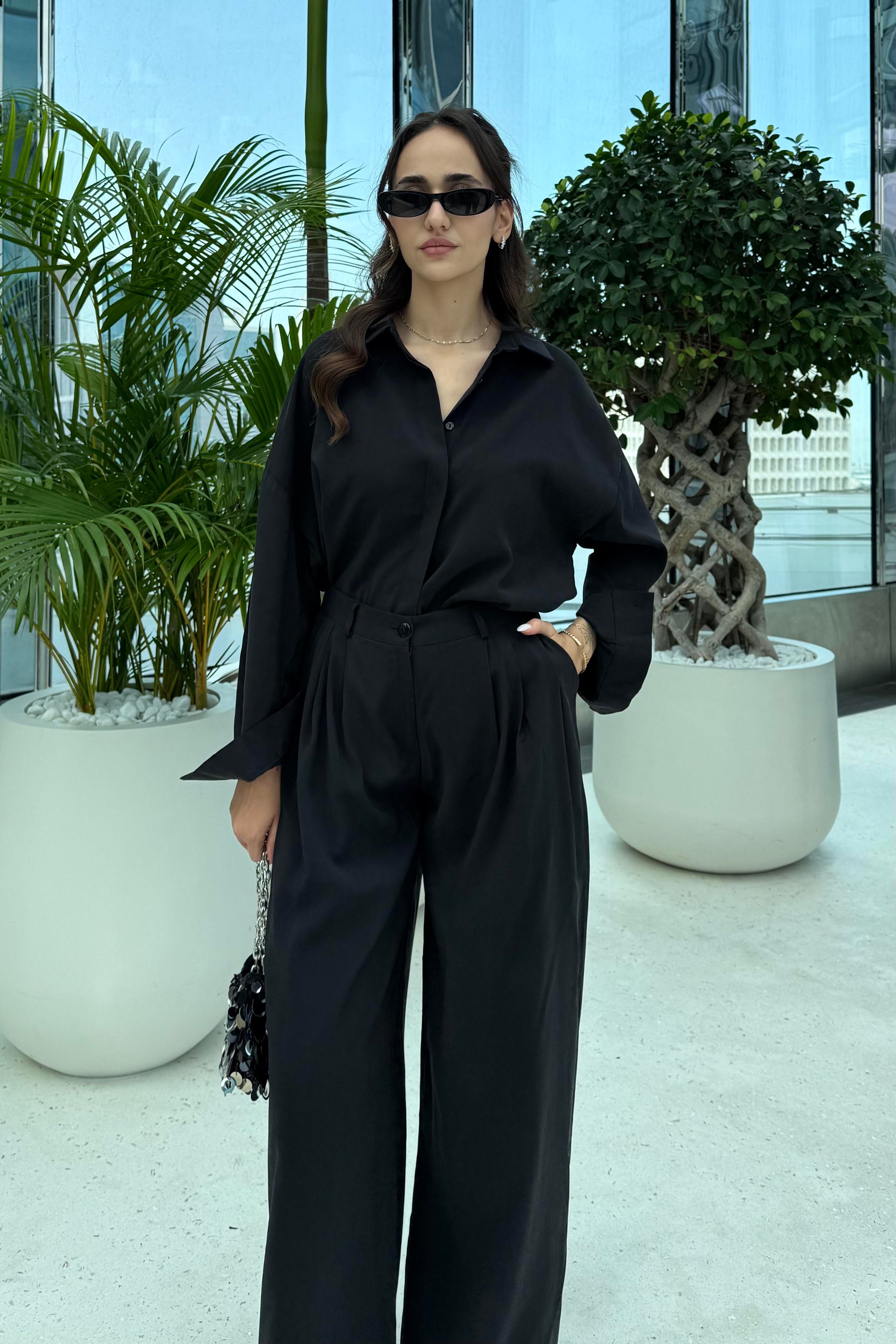 Siyah Premium Gömlek Pantolon Takım - Kadın Takım Modelleri - Nazliye Moda | Kadın Giyim Modası