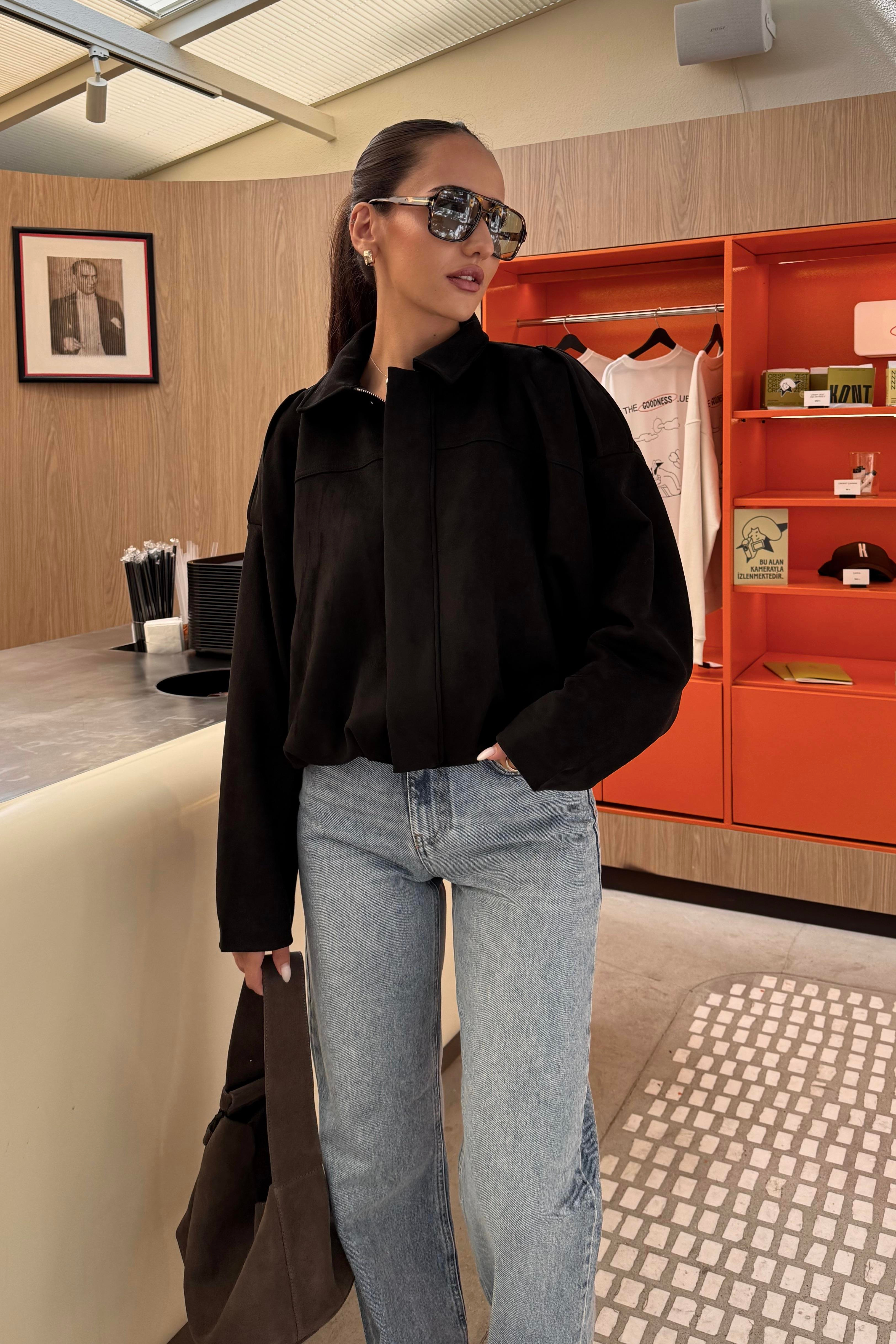 Siyah Premium Nubuk Ceket - Kadın Jackets Modelleri - Nazliye Moda | Kadın Giyim Modası