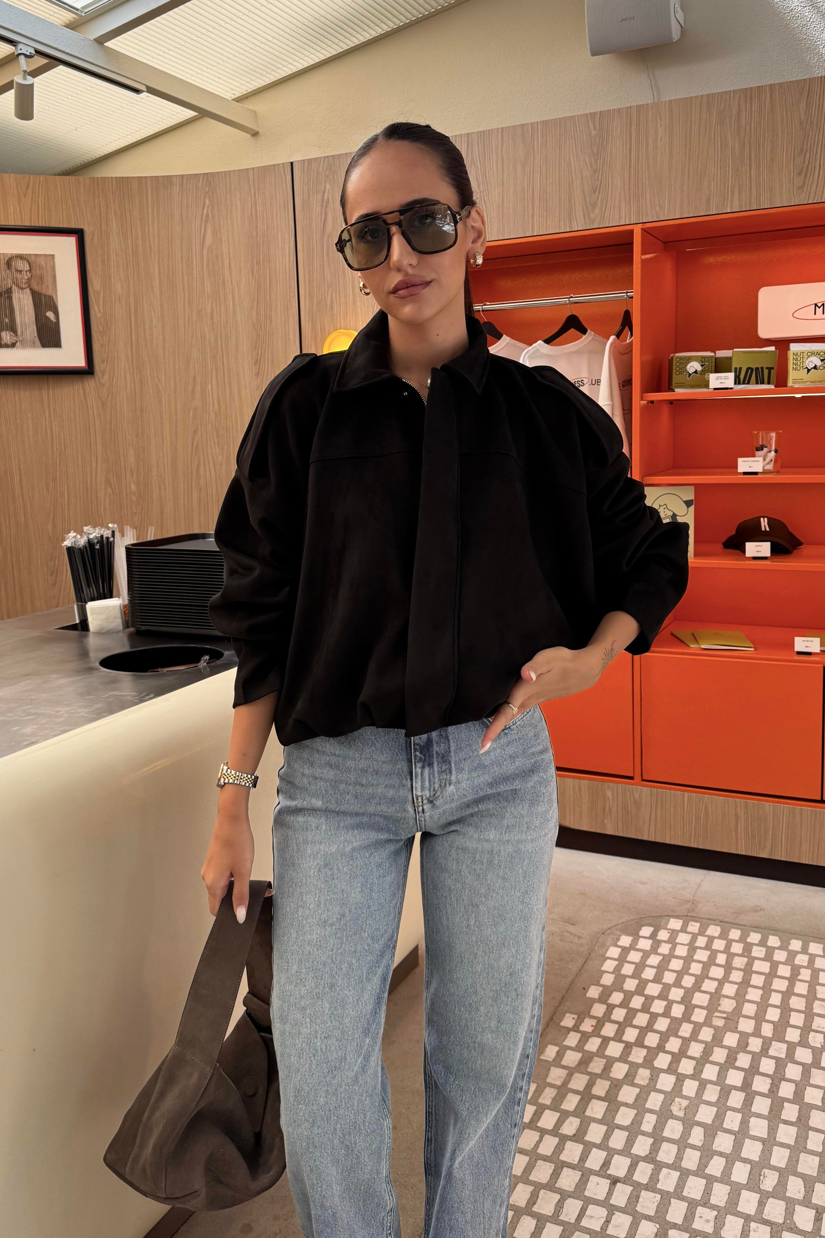 Siyah Premium Nubuk Ceket - Kadın Jackets Modelleri - Nazliye Moda | Kadın Giyim Modası