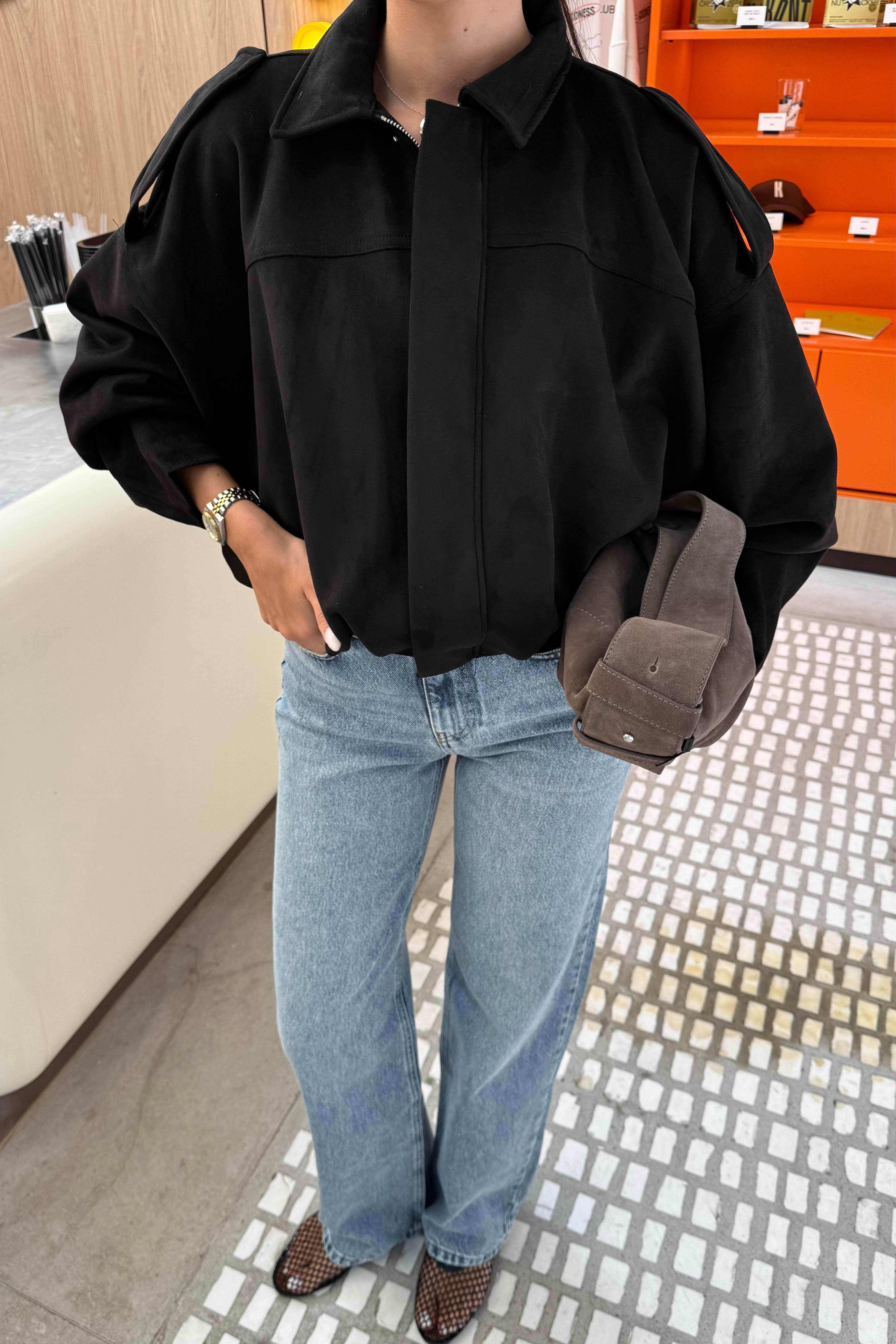 Siyah Premium Nubuk Ceket - Kadın Jackets Modelleri - Nazliye Moda | Kadın Giyim Modası