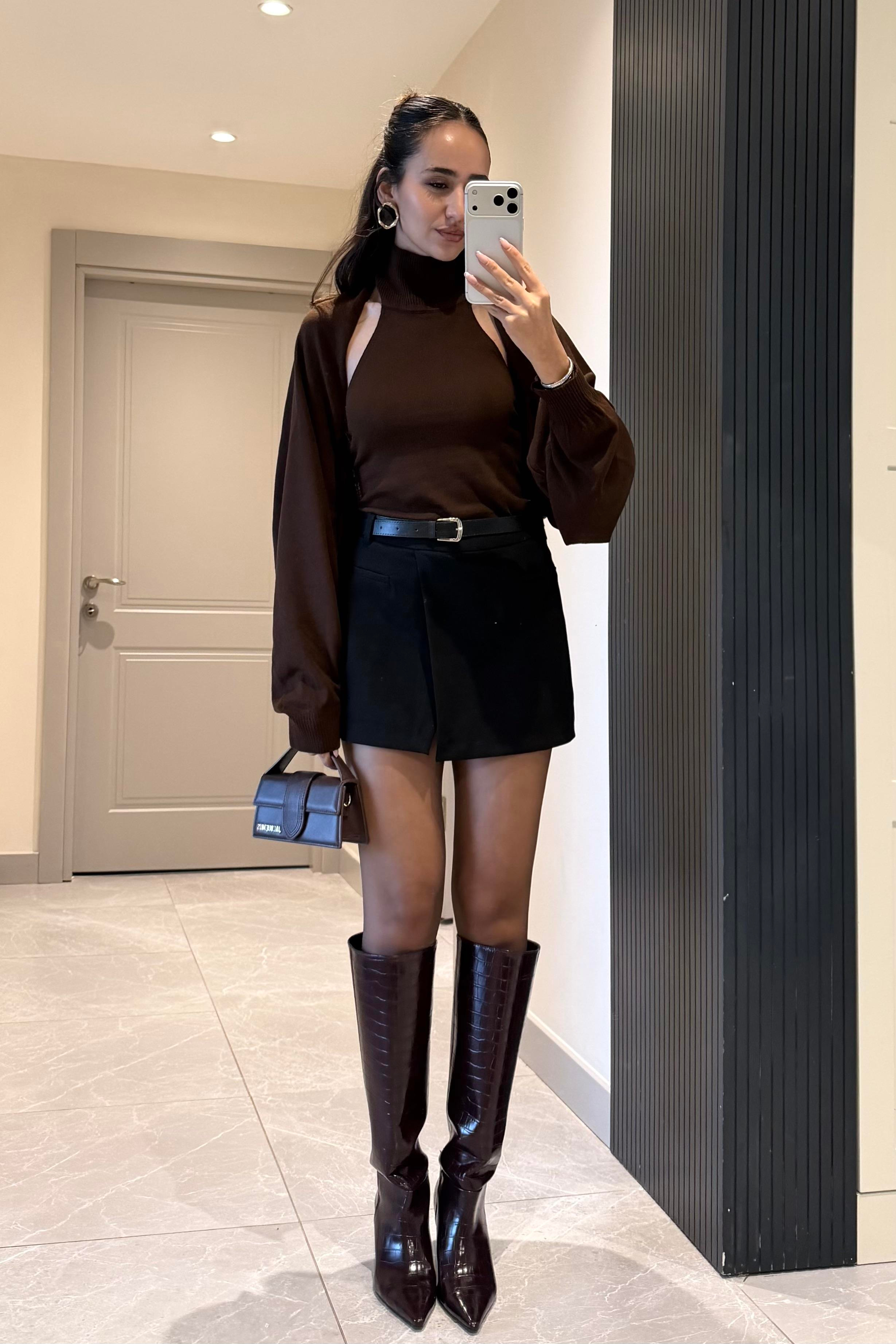Siyah Şortlu Mini Etek - Kadın Etek Modelleri - Nazliye Moda | Kadın Giyim Modası