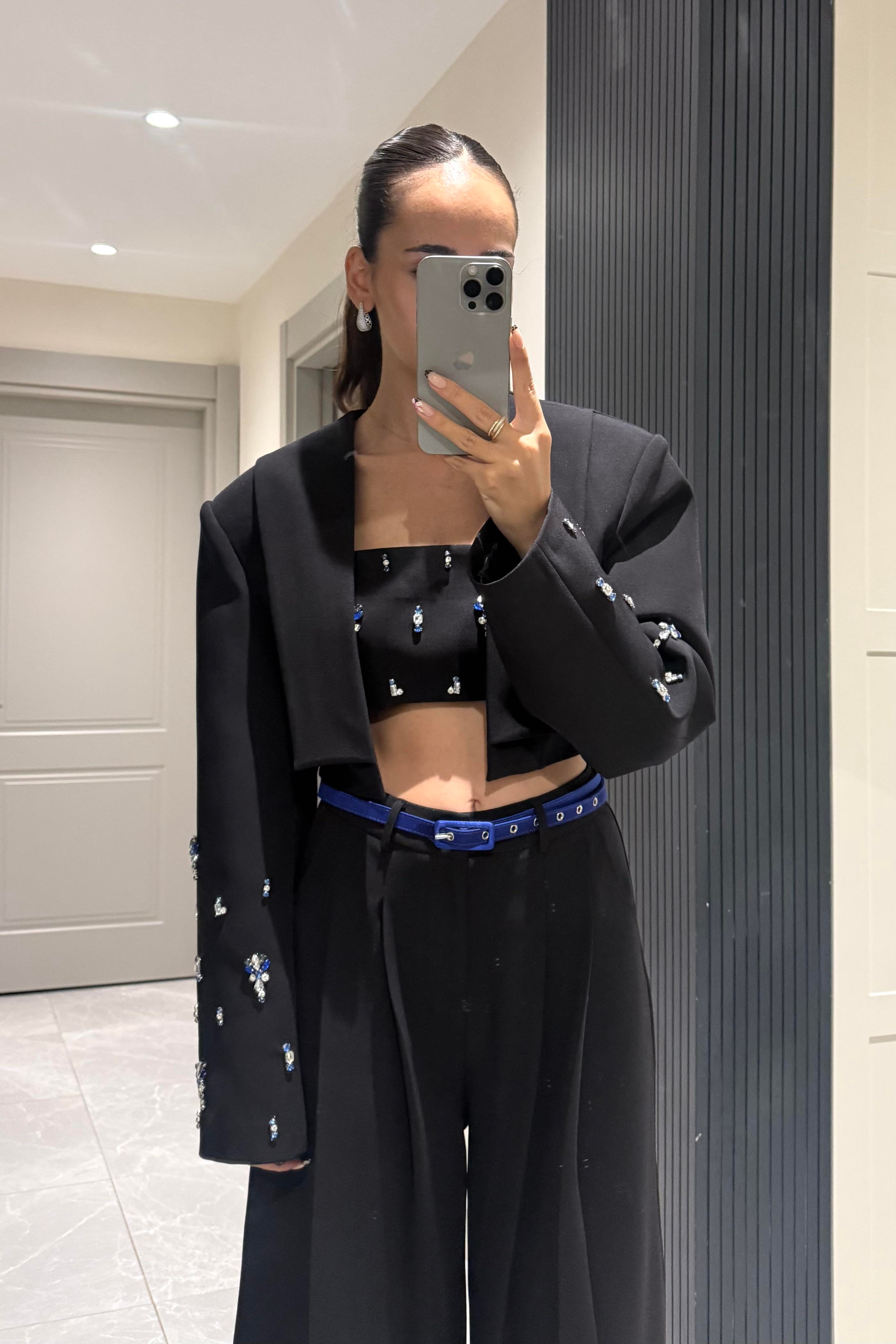 Siyah Taş İşleme Premium Büstiyer - Kadın Bustiers Modelleri - Nazliye Moda | Kadın Giyim Modası