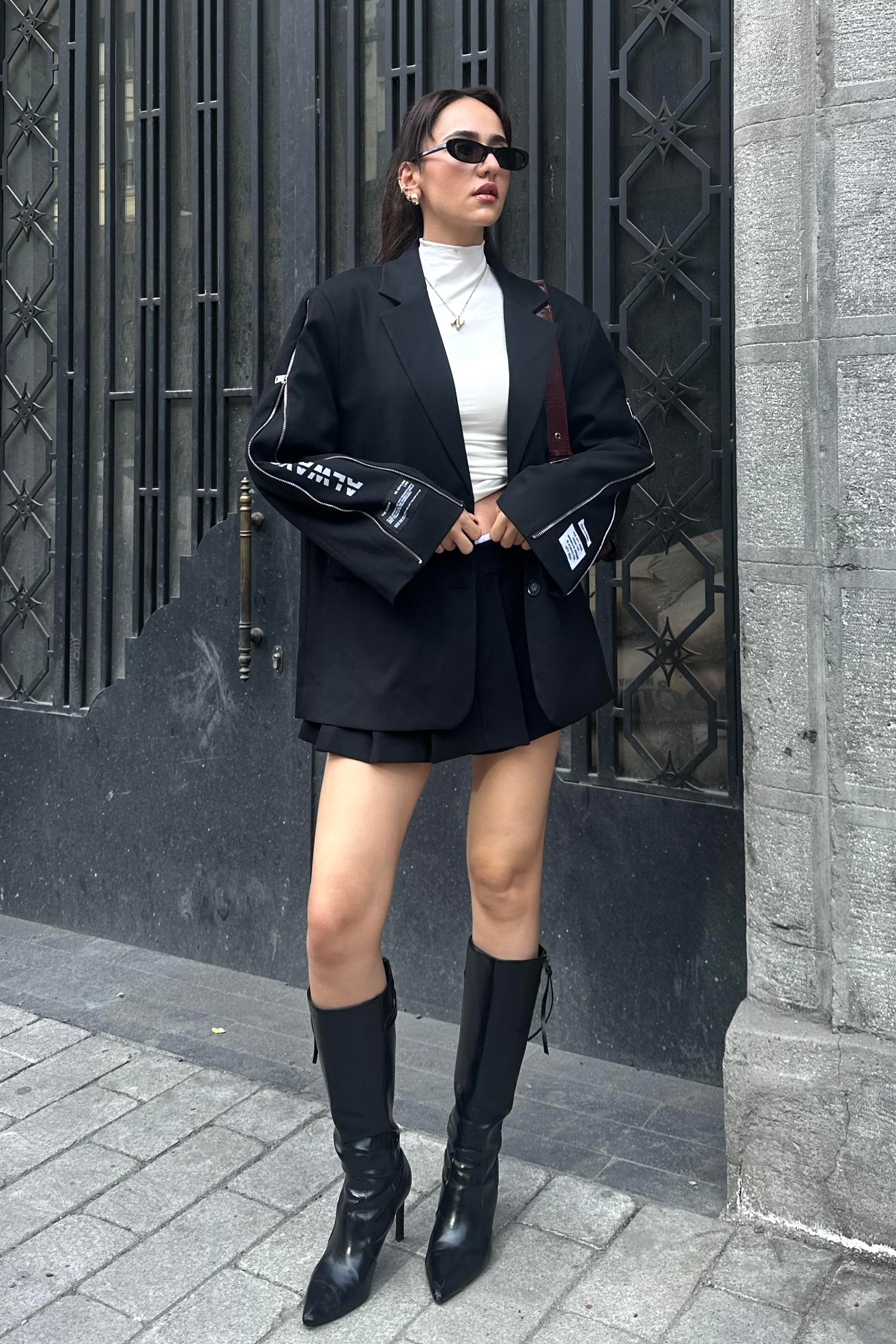 Black Design Oversize Blazer Jacket - Kadın Blazer Jackets Modelleri - Nazliye Moda - Kadın Giyim Modası
