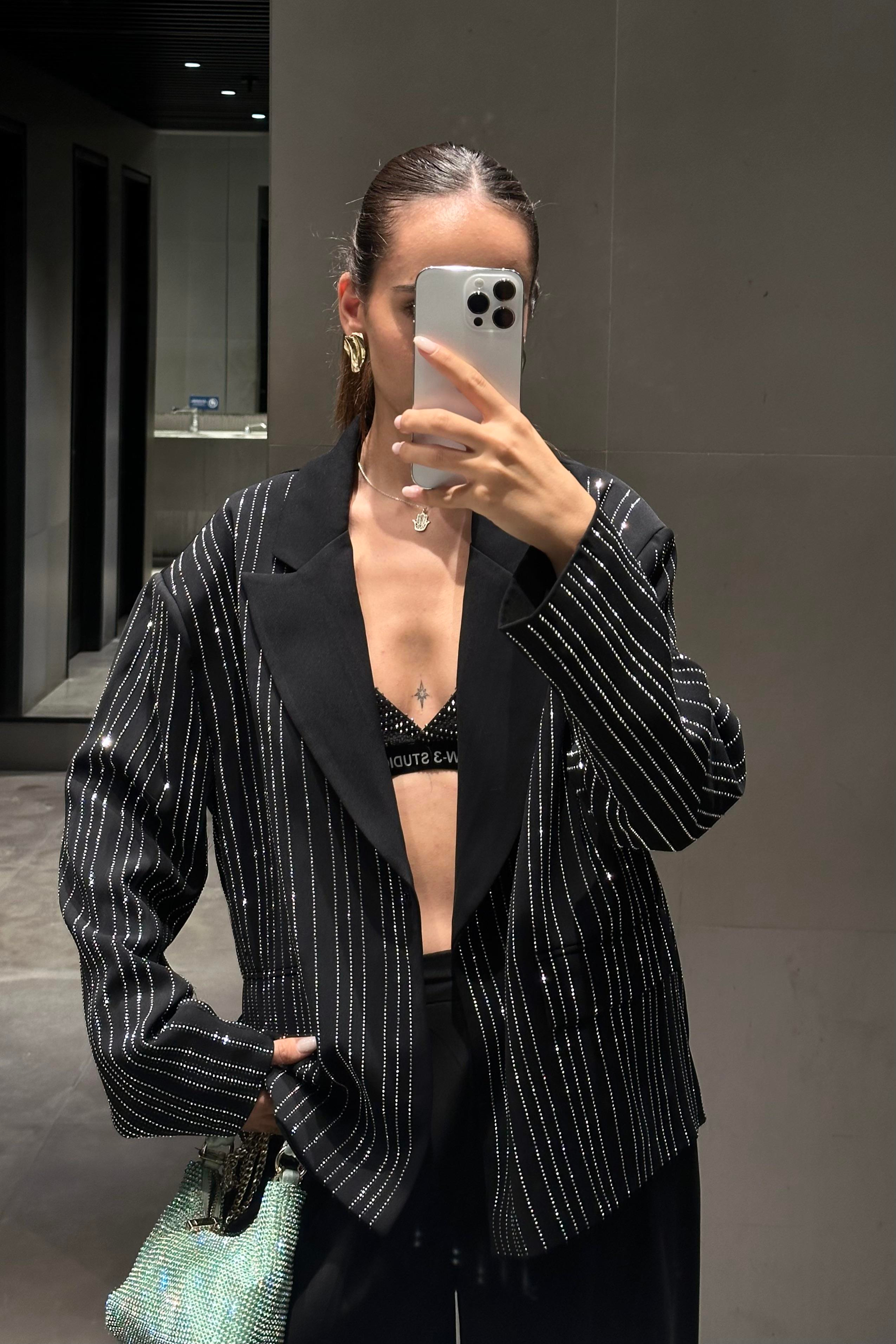 Siyah Taşlı Premium Blazer Ceket - Kadın Blazer Ceket Modelleri - Nazliye Moda | Kadın Giyim Modası