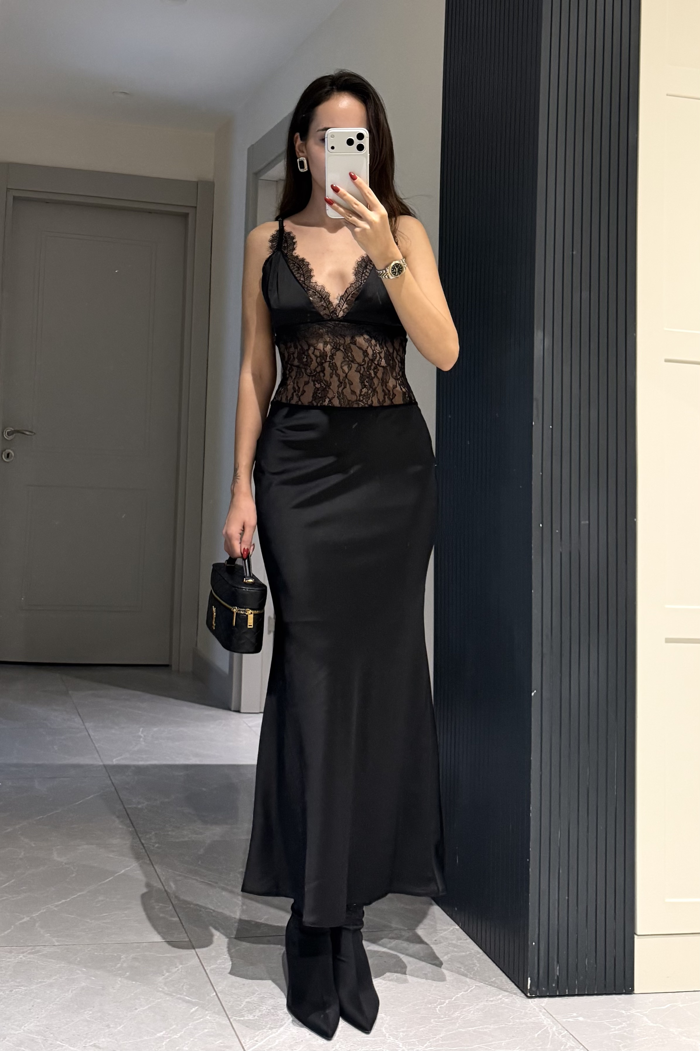 Siyah Transparan Uzun Elbise - Kadın Elbise Modelleri - Nazliye Moda | Kadın Giyim Modası