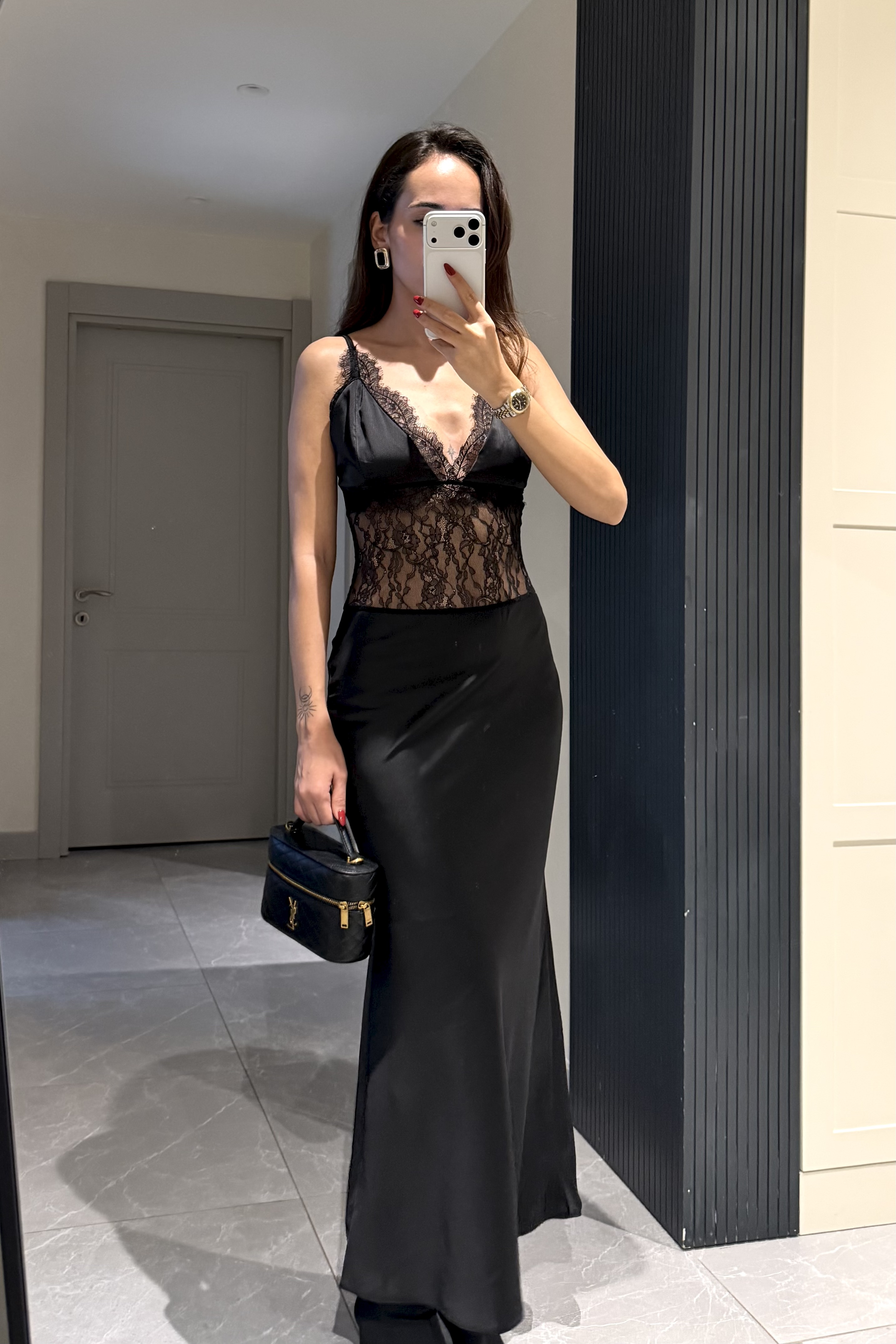 Siyah Transparan Uzun Elbise - Kadın Elbise Modelleri - Nazliye Moda | Kadın Giyim Modası
