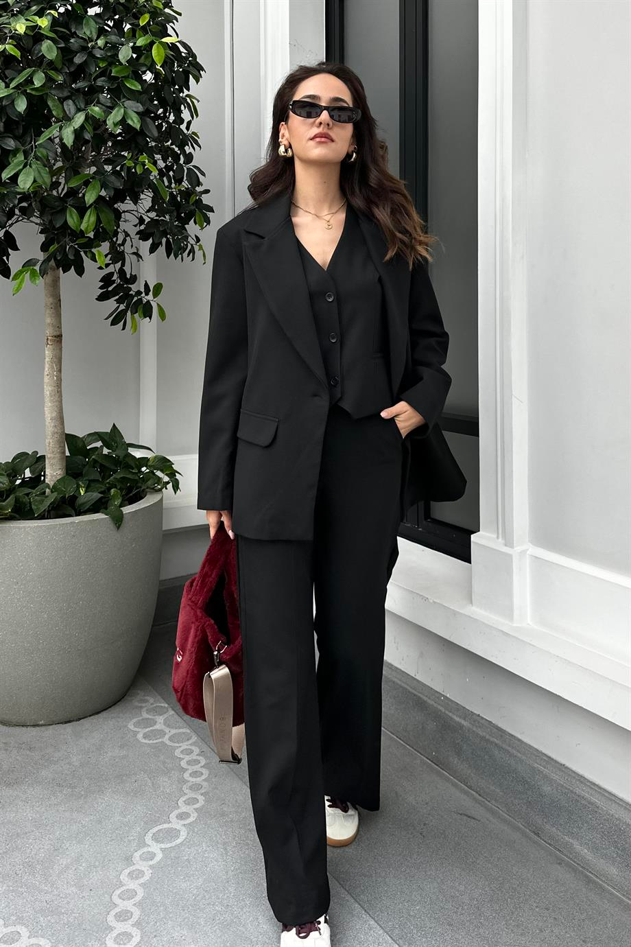 Siyah Yelekli Suit Takım - Kadın Takım Modelleri - Nazliye Moda - Kadın Giyim Modası