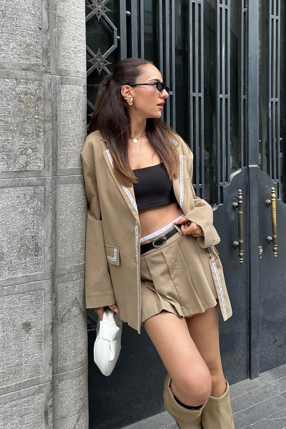 Taba Tasarım Şort Etek - Kadın Skirts Modelleri - Nazliye Moda - Kadın Giyim Modası