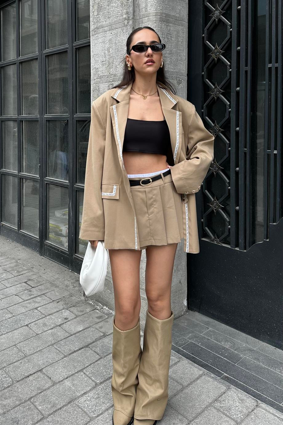 Taba Tasarım Şort Etek - Kadın Skirts Modelleri - Nazliye Moda - Kadın Giyim Modası