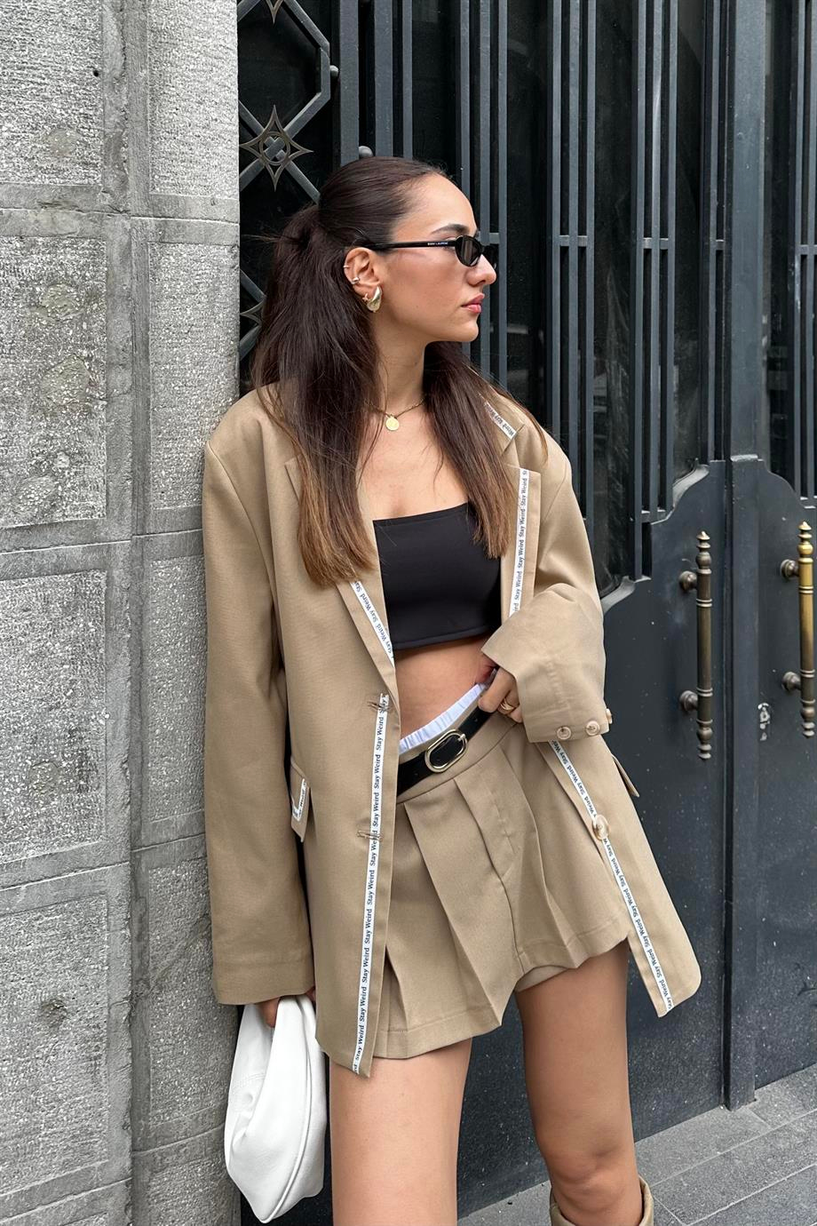 Taba Tasarım Şort Etek - Kadın Skirts Modelleri - Nazliye Moda - Kadın Giyim Modası