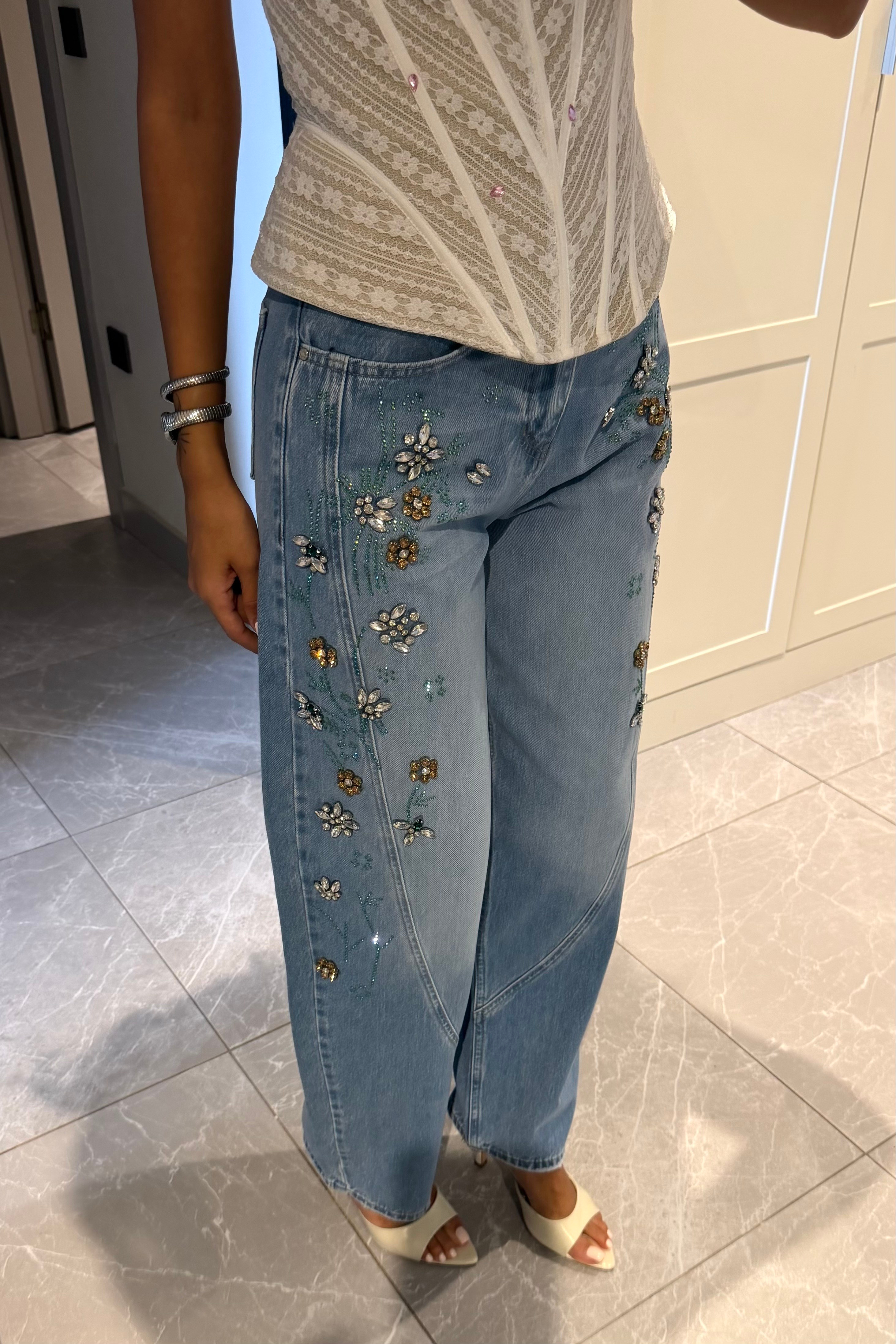 Taş İşleme Barrel Jean - Kadın Jean Modelleri - Nazliye Moda | Kadın Giyim Modası