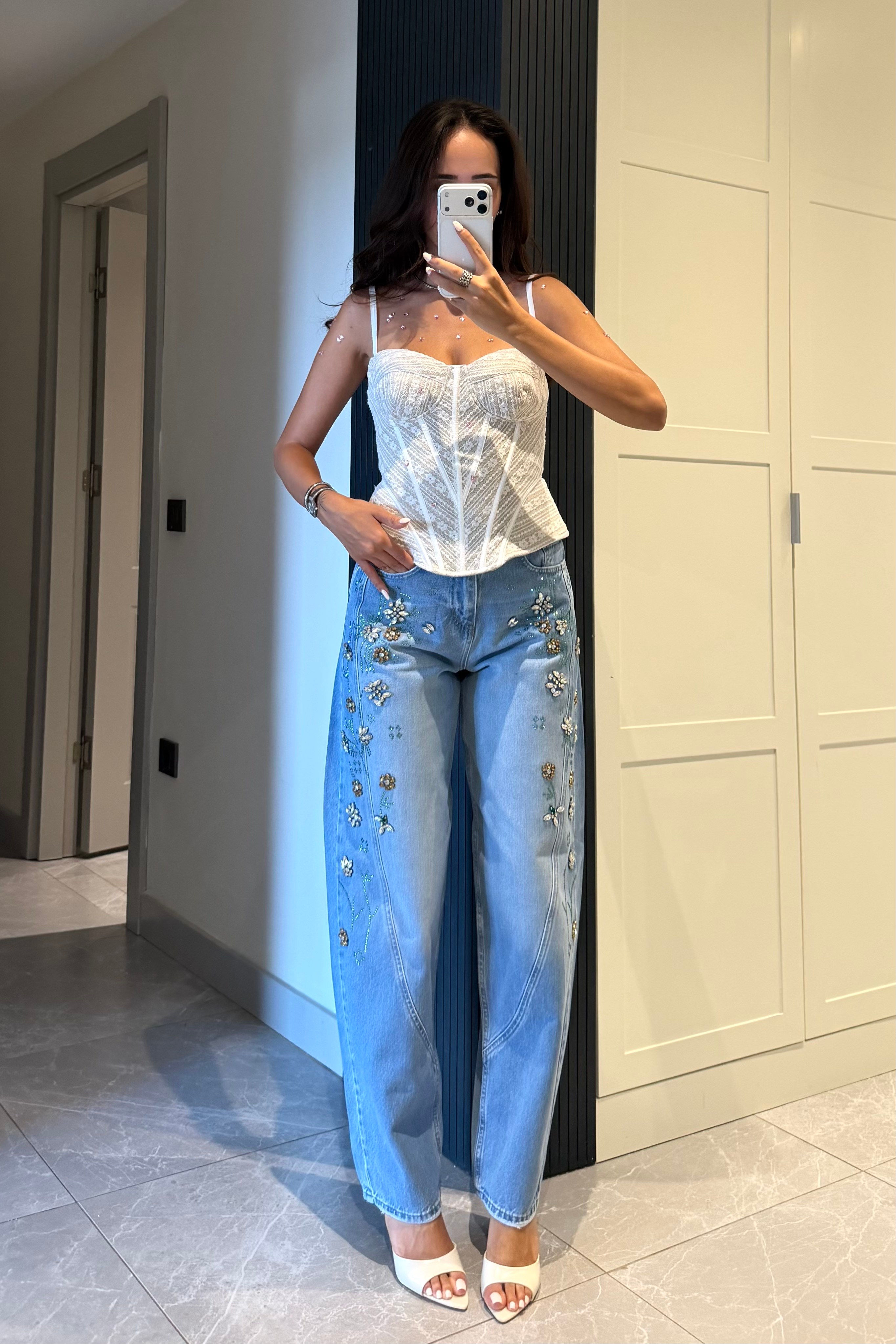 Taş İşleme Barrel Jean - Kadın Jean Modelleri - Nazliye Moda | Kadın Giyim Modası