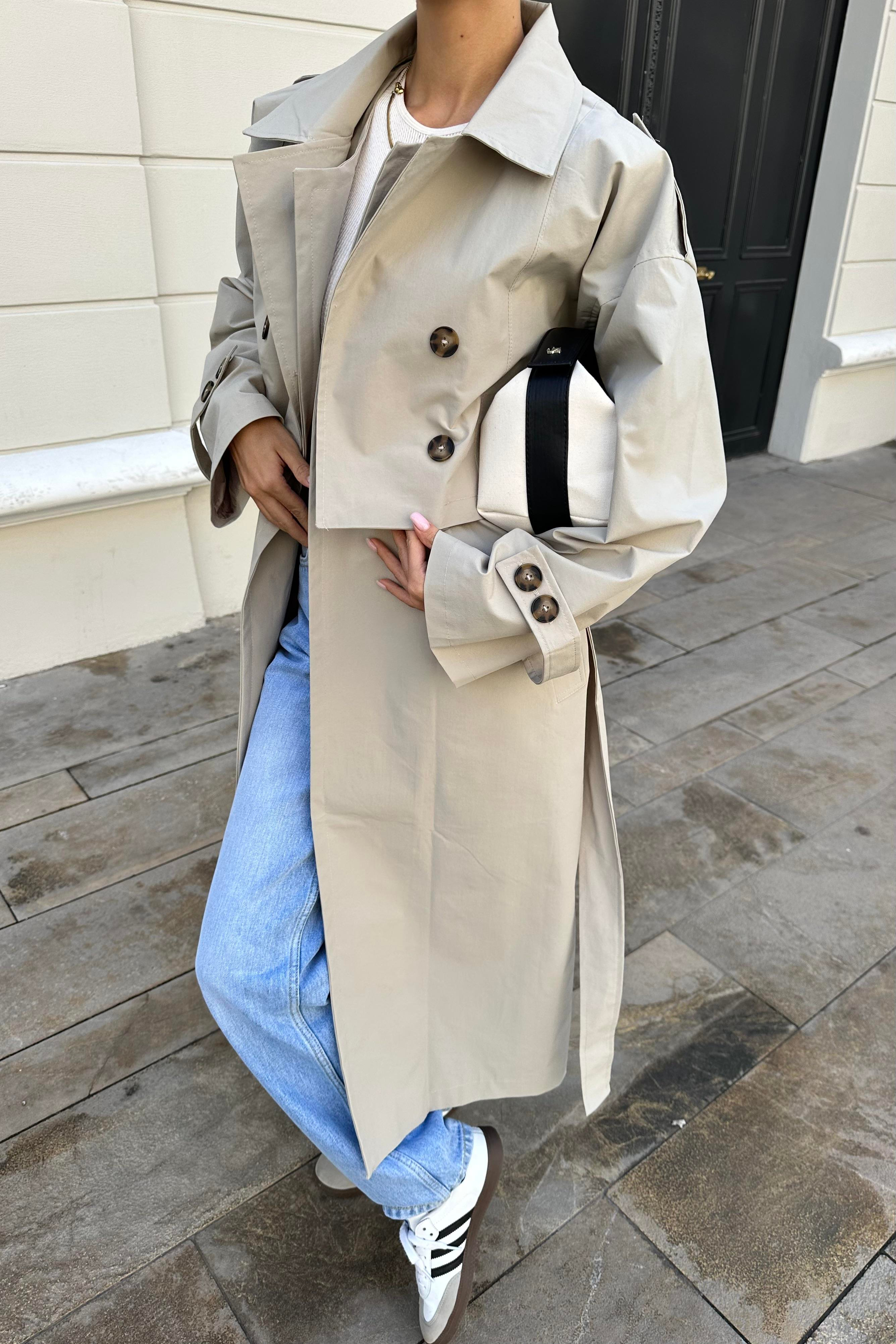 Black Design Marginal Set - Kadın Trench Coats Modelleri - Nazliye Moda - Kadın Giyim Modası