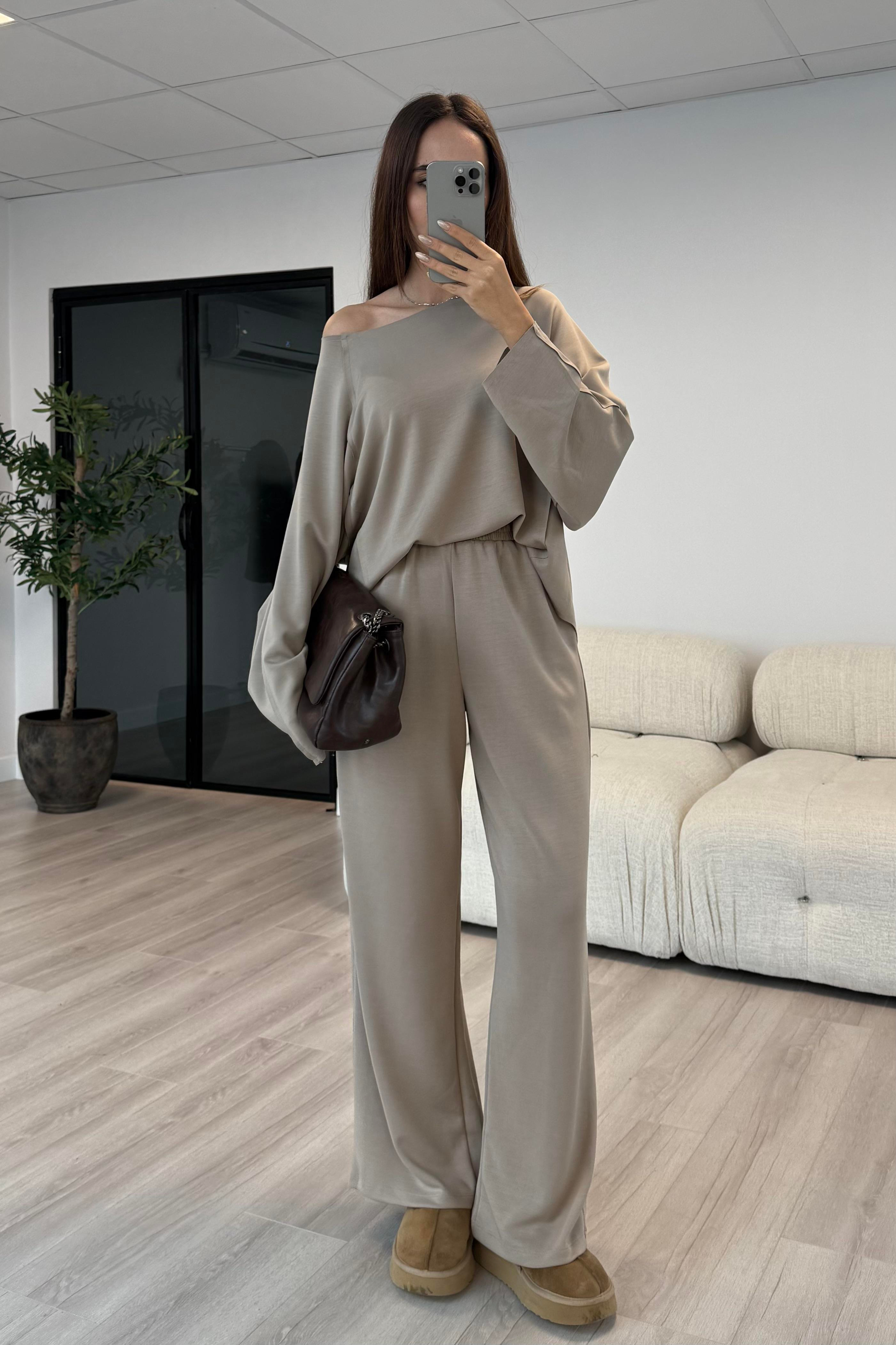 Taş Renk Premium Relax Takım - Kadın Takım Modelleri - Nazliye Moda | Kadın Giyim Modası