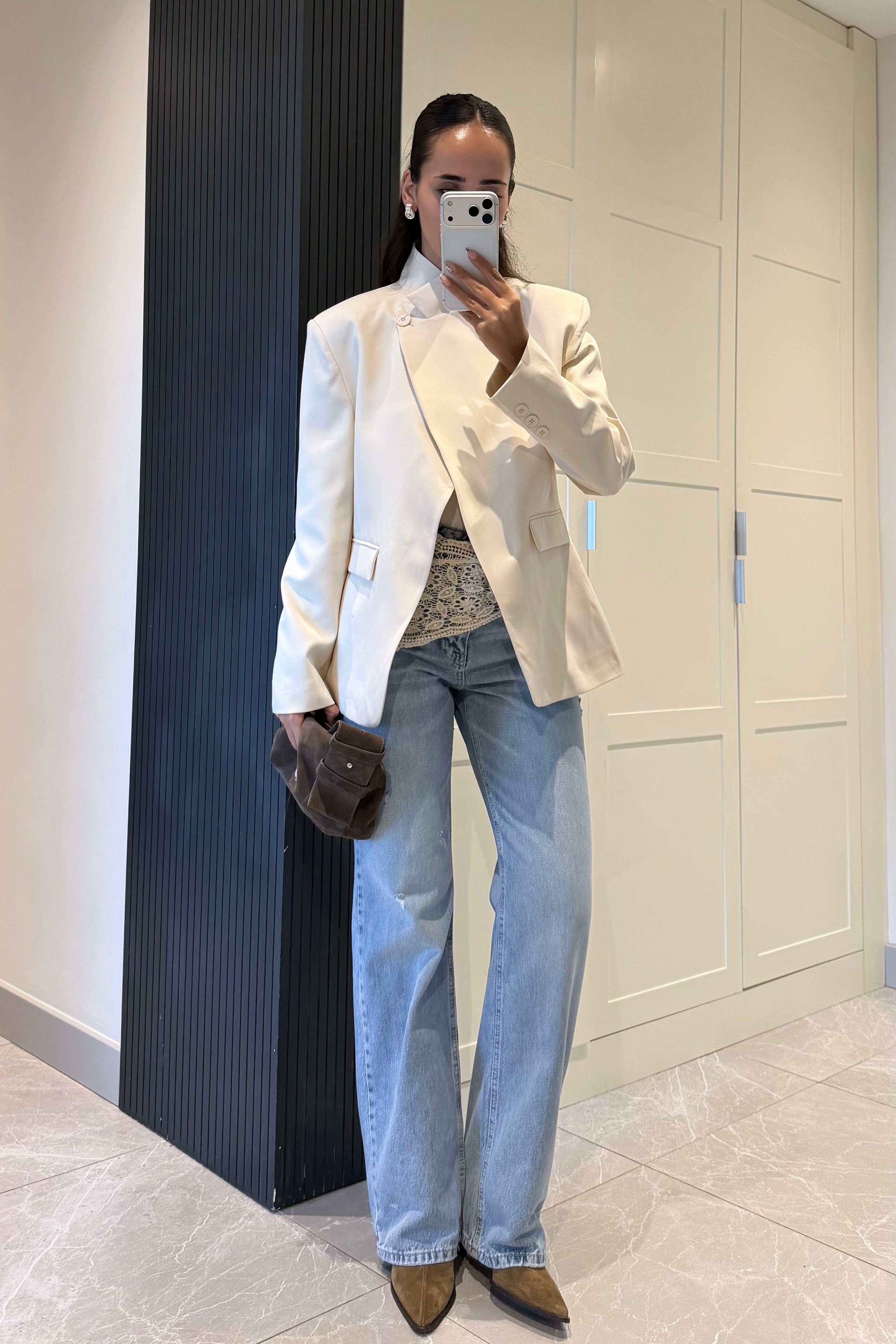 Taş Renk Tek Düğmeli Blazer Ceket - Kadın Blazer Ceket Modelleri - Nazliye Moda | Kadın Giyim Modası