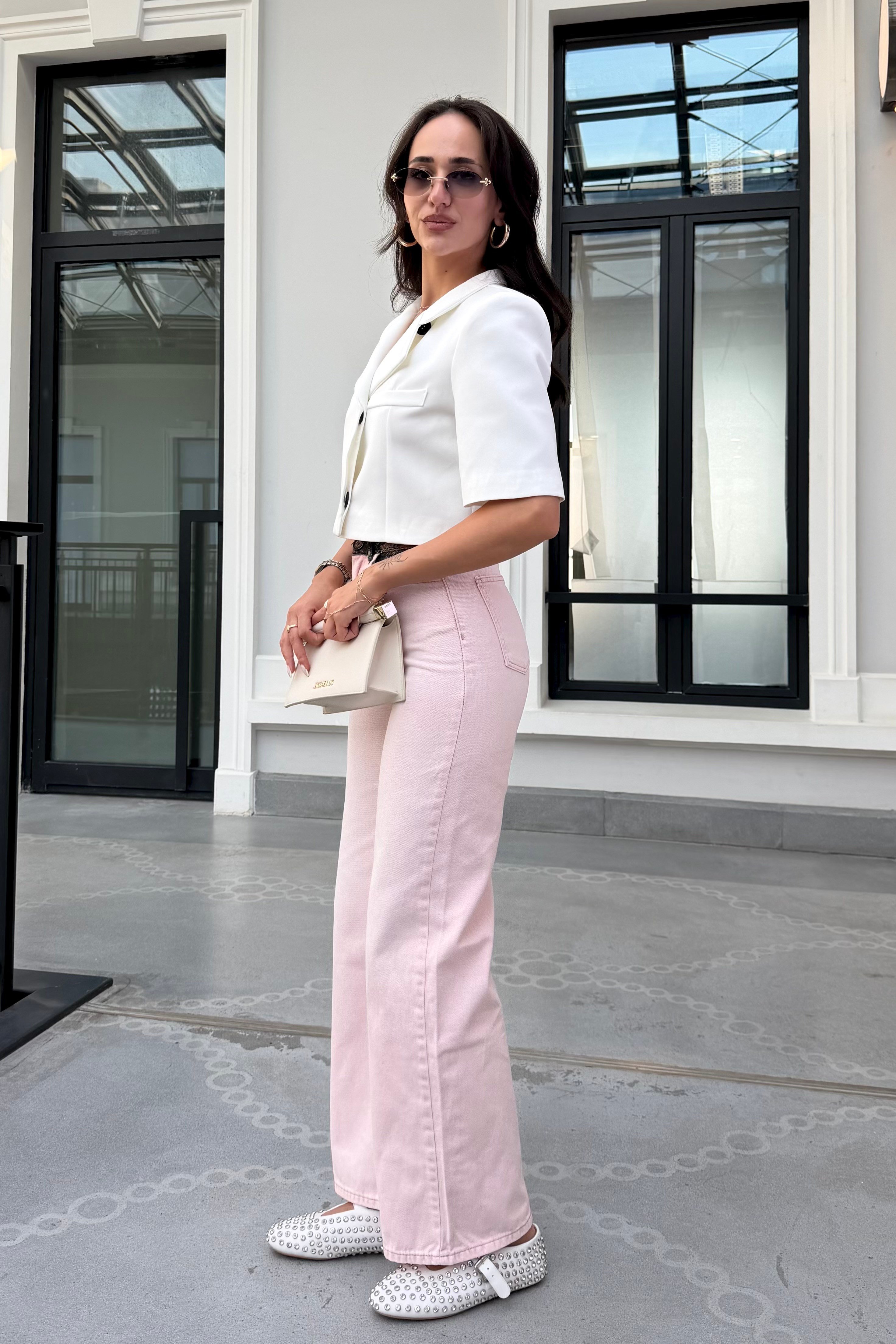 Toz Pembe Tasarım Jean - Kadın Jean Modelleri - Nazliye Moda | Kadın Giyim Modası
