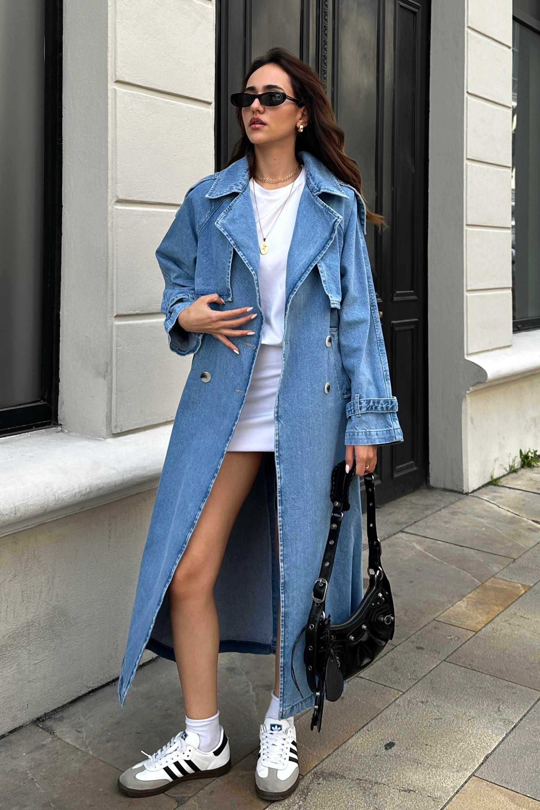 Yıkama Detay Premium Jean Trençkot - Kadın Trençkot Modelleri - Nazliye Moda - Kadın Giyim Modası