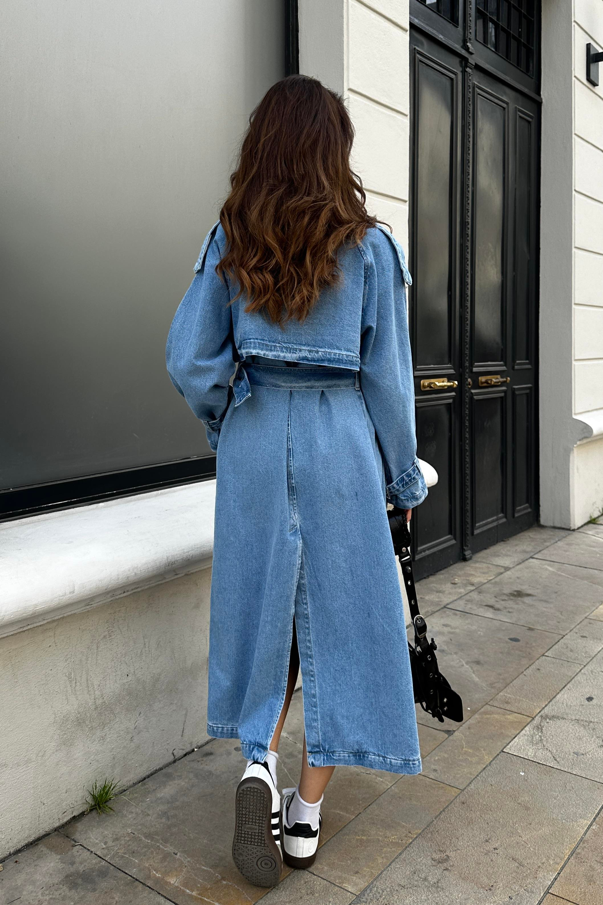 Yıkama Detay Premium Jean Trençkot - Kadın Trençkot Modelleri - Nazliye Moda - Kadın Giyim Modası