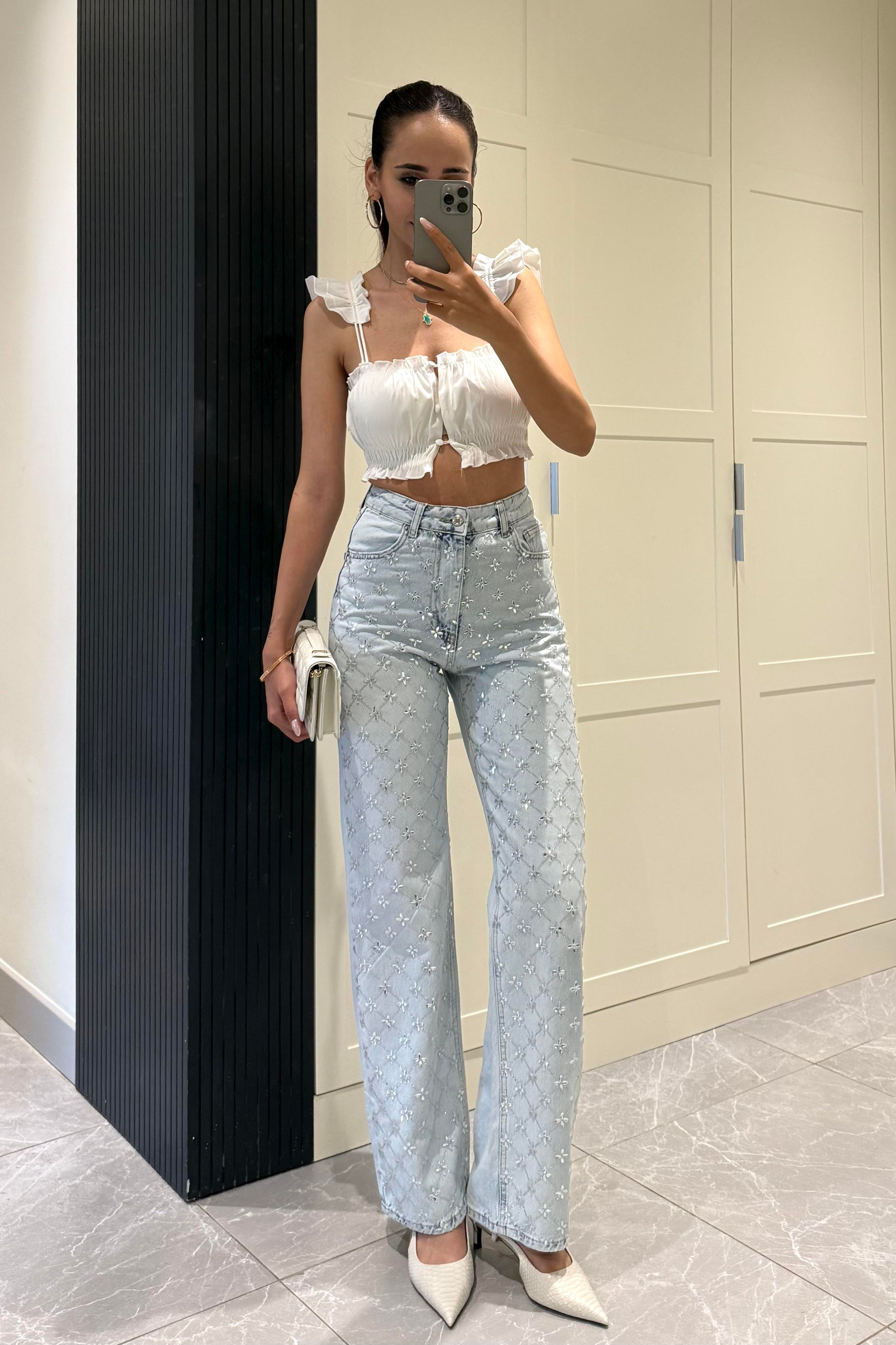 Yonca Taşlı Premium Jean - Kadın Jeans Modelleri - Nazliye Moda | Kadın Giyim Modası