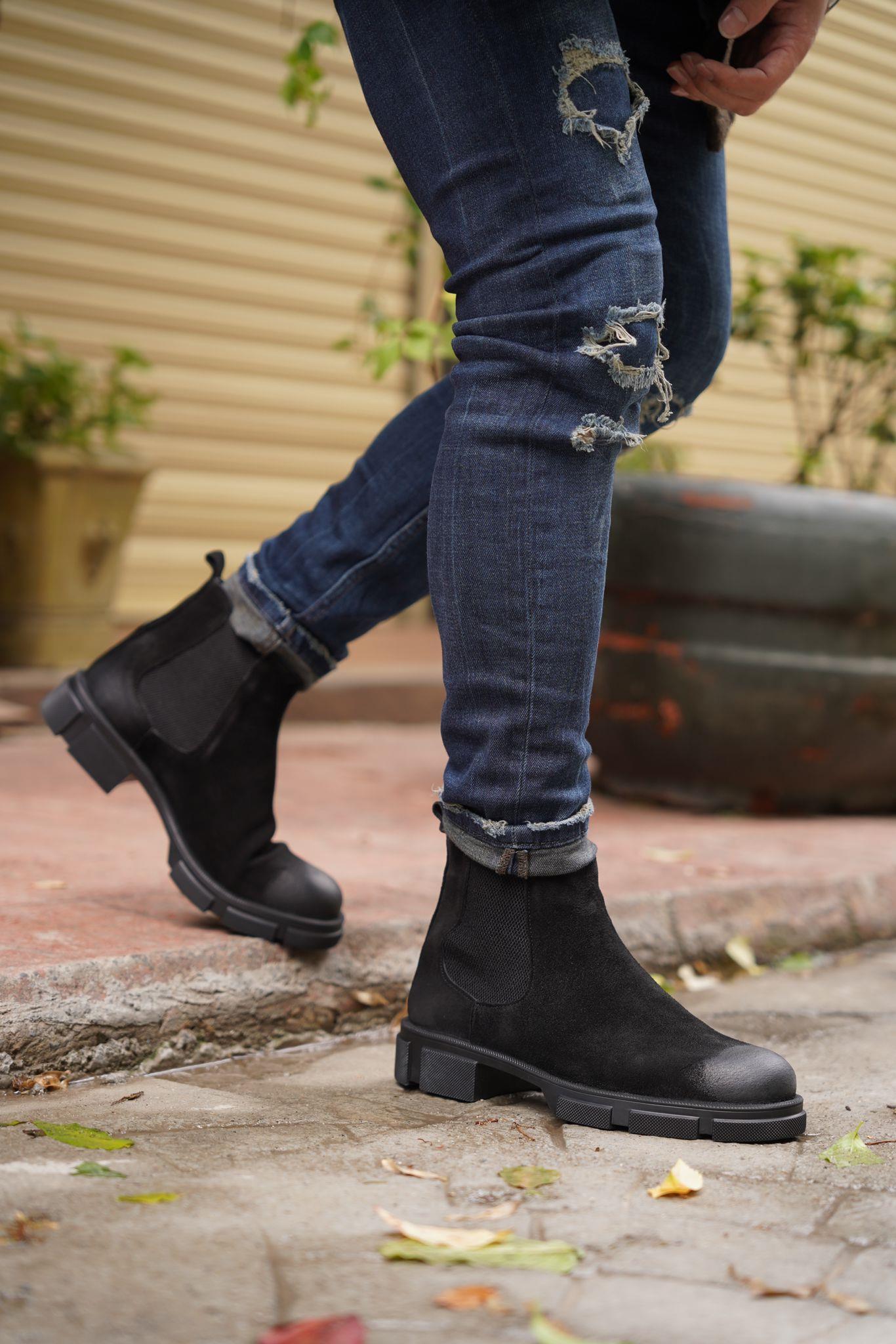 Agusto Black Suede Men Leather Shoes