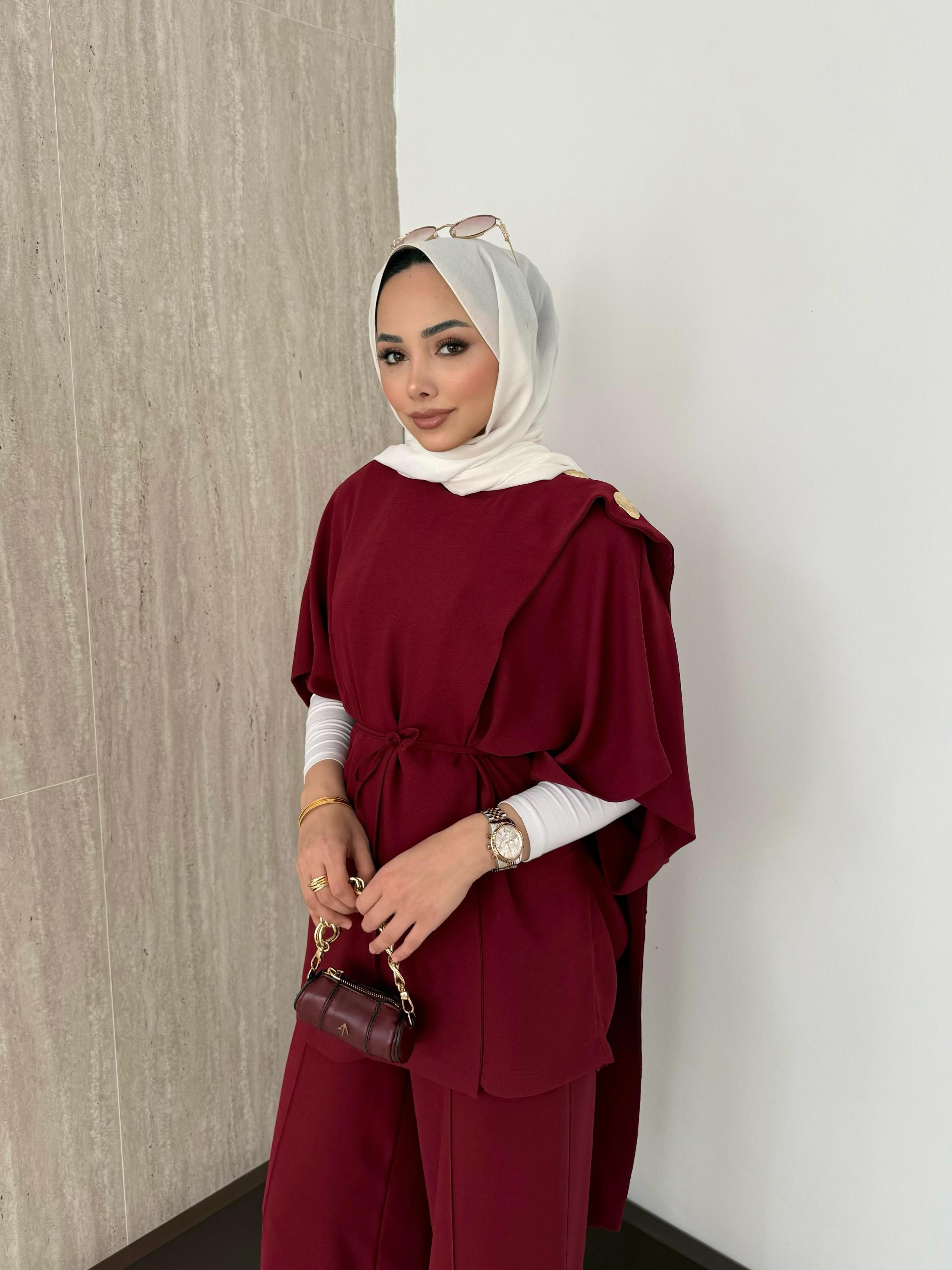 Apoletli Pantolonlu Takım - Bordo
