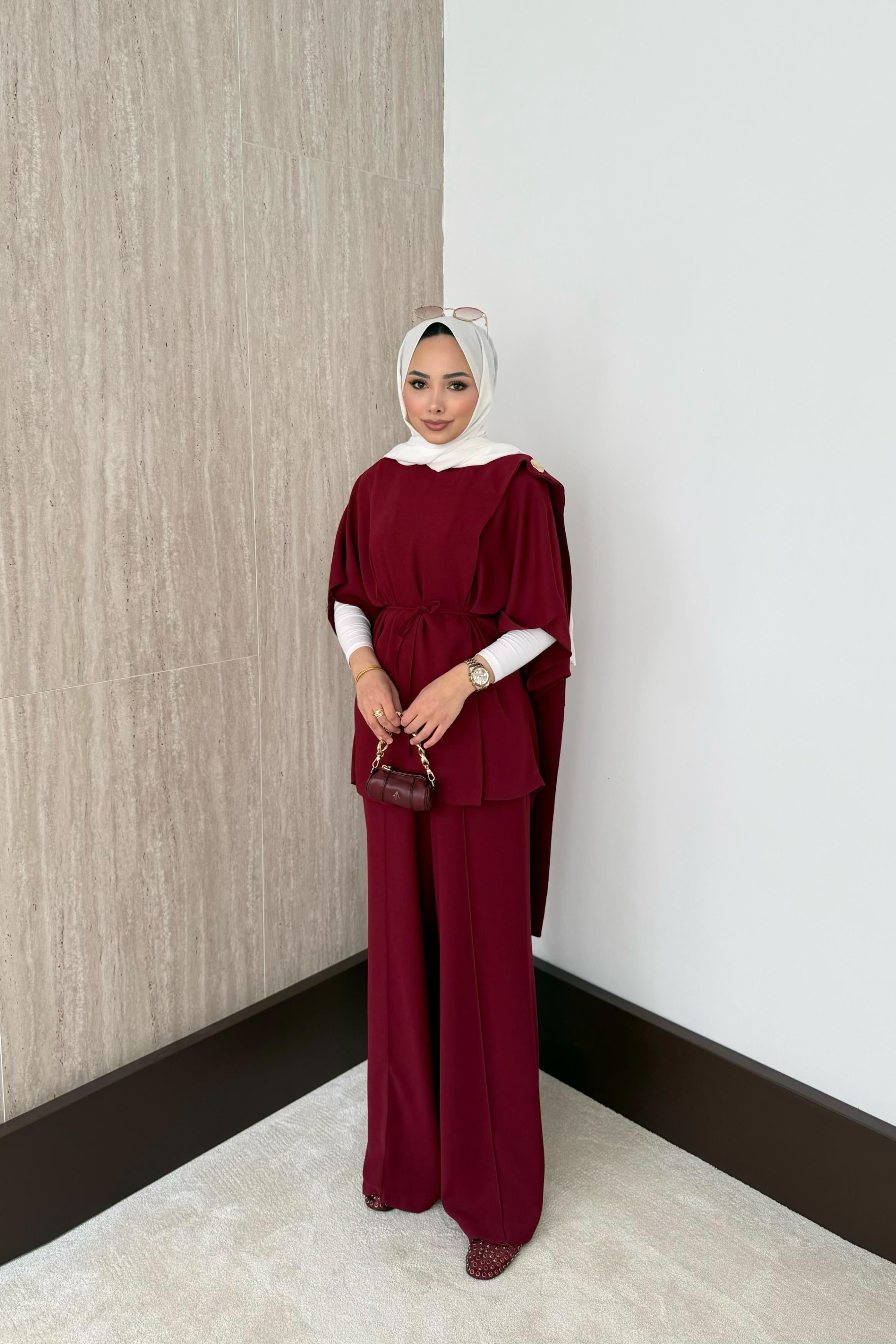 Apoletli Pantolonlu Takım - Bordo
