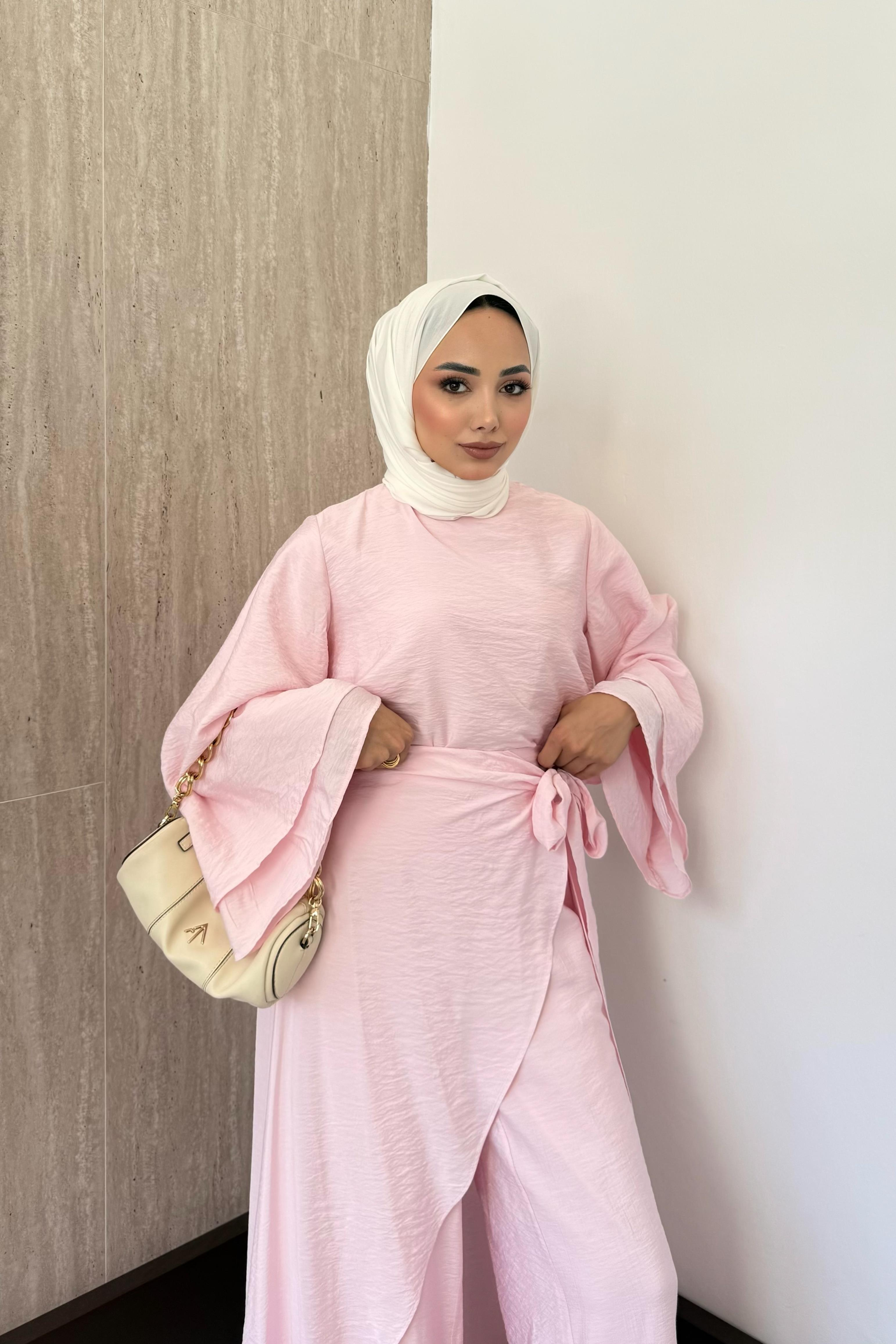 Arya Pelerinli Pantolonlu Takım - Pembe