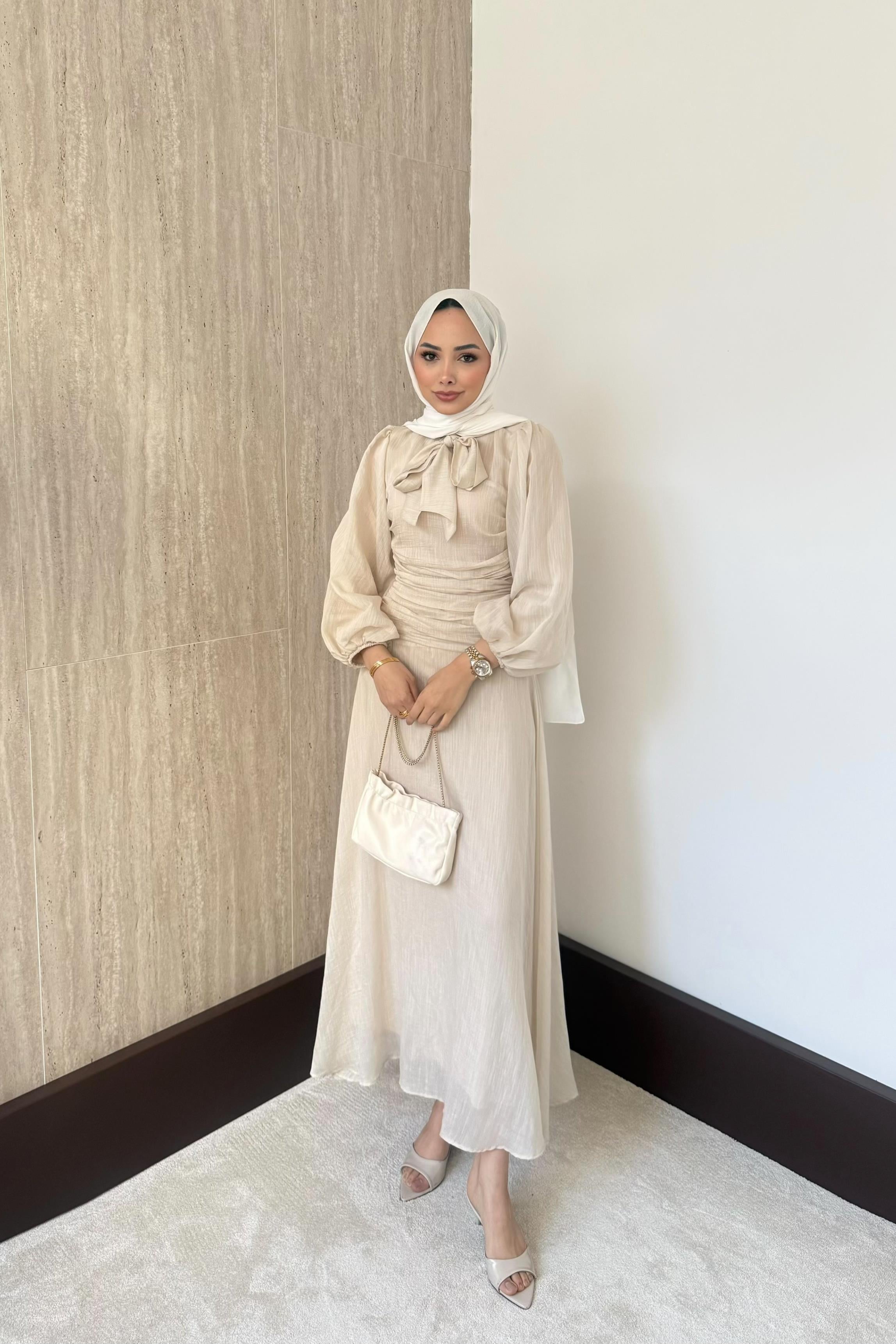 Belden Oturtmalı Elbise - Taş