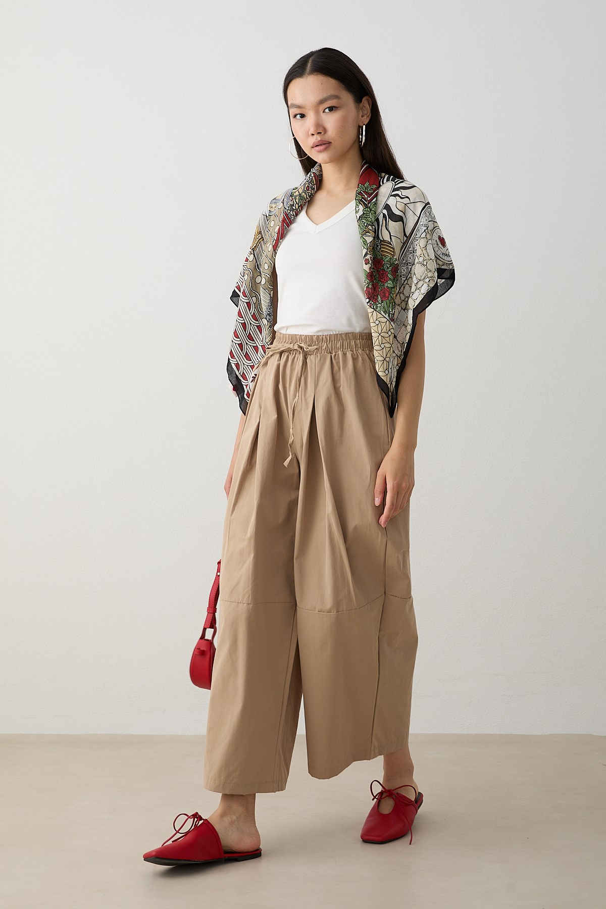 Beli Lastikli Paraşüt Pantolon - Camel