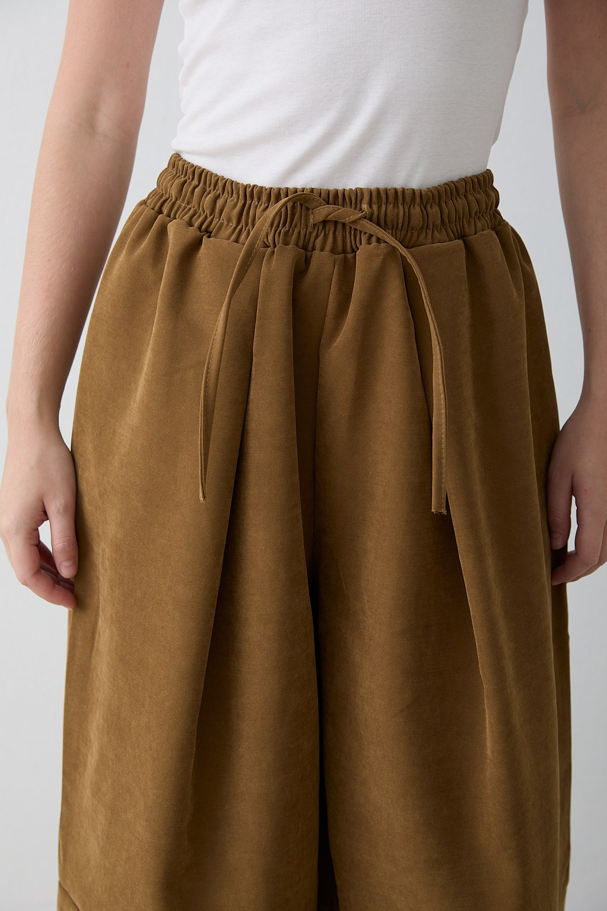 Beli Lastikli Süet Pantolon - Hardal