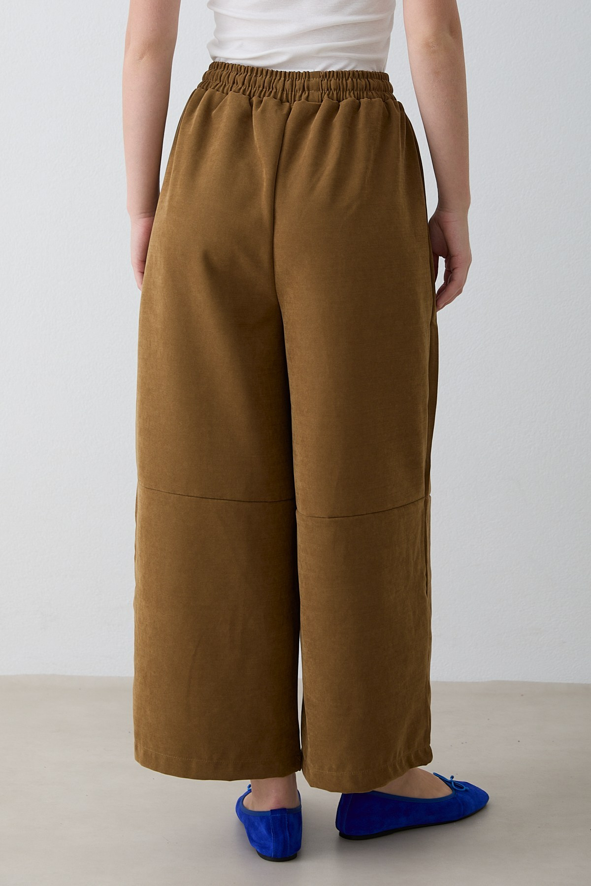 Beli Lastikli Süet Pantolon - Hardal