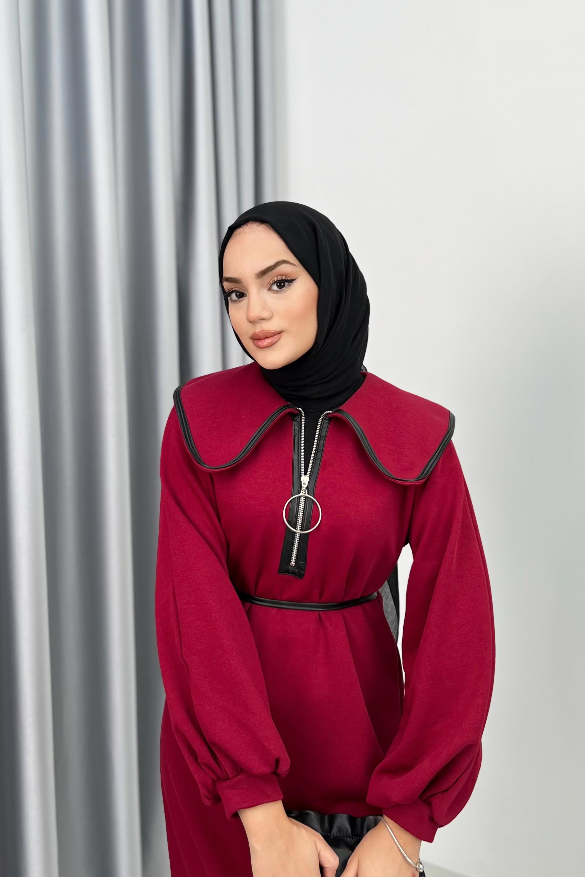 Bella Biyeli Elbise - BORDO