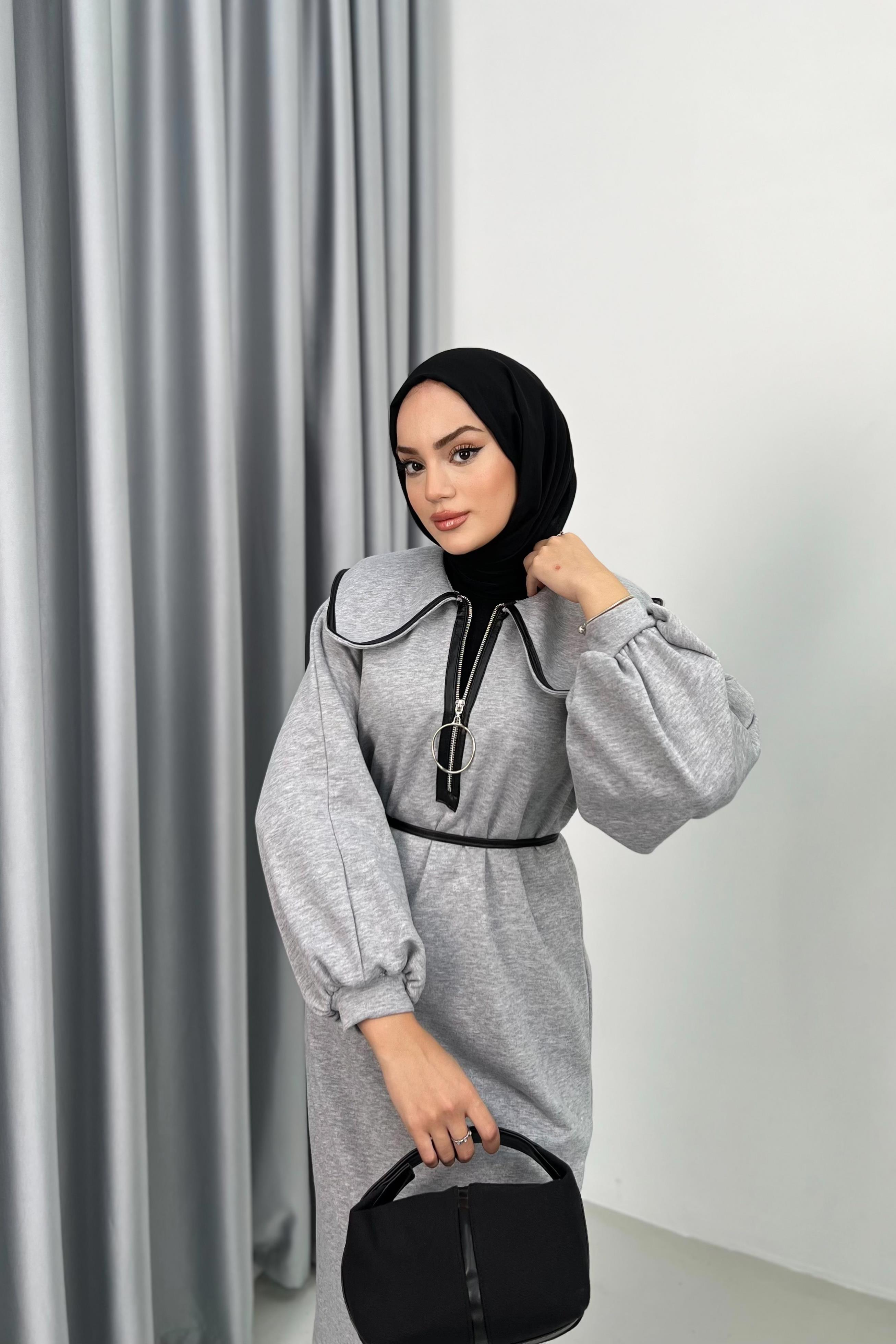 Bella Biyeli Elbise - GRİ