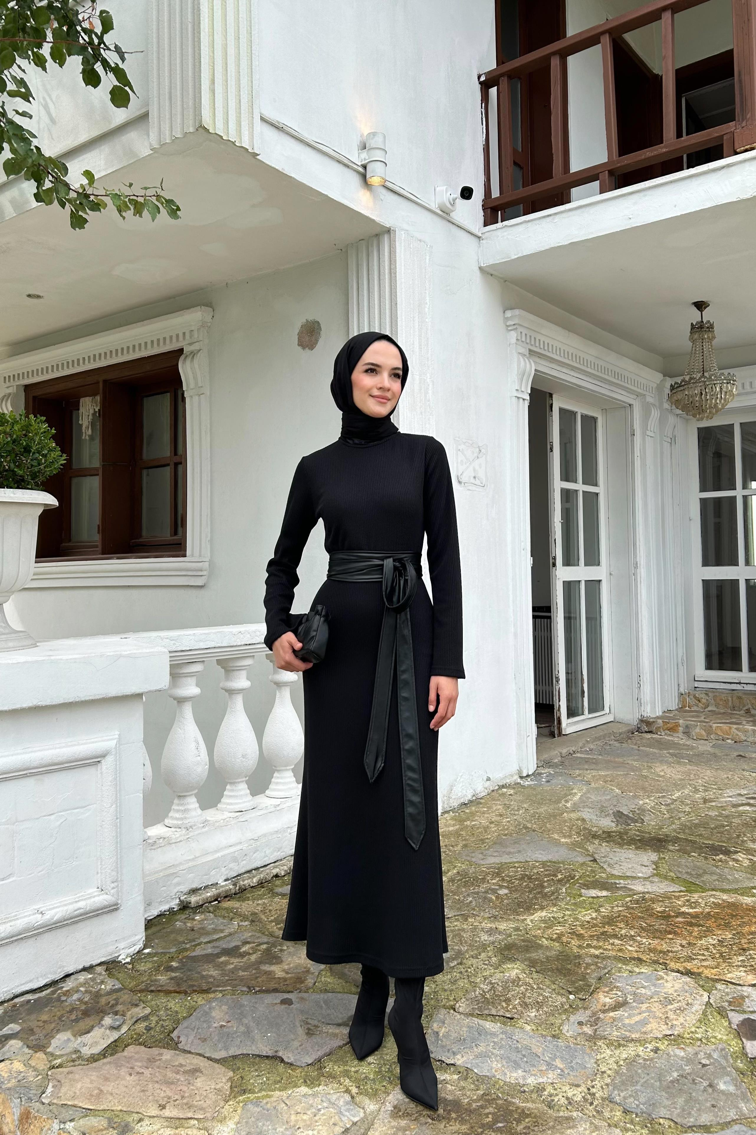 Benoit Triko Elbise - SİYAH