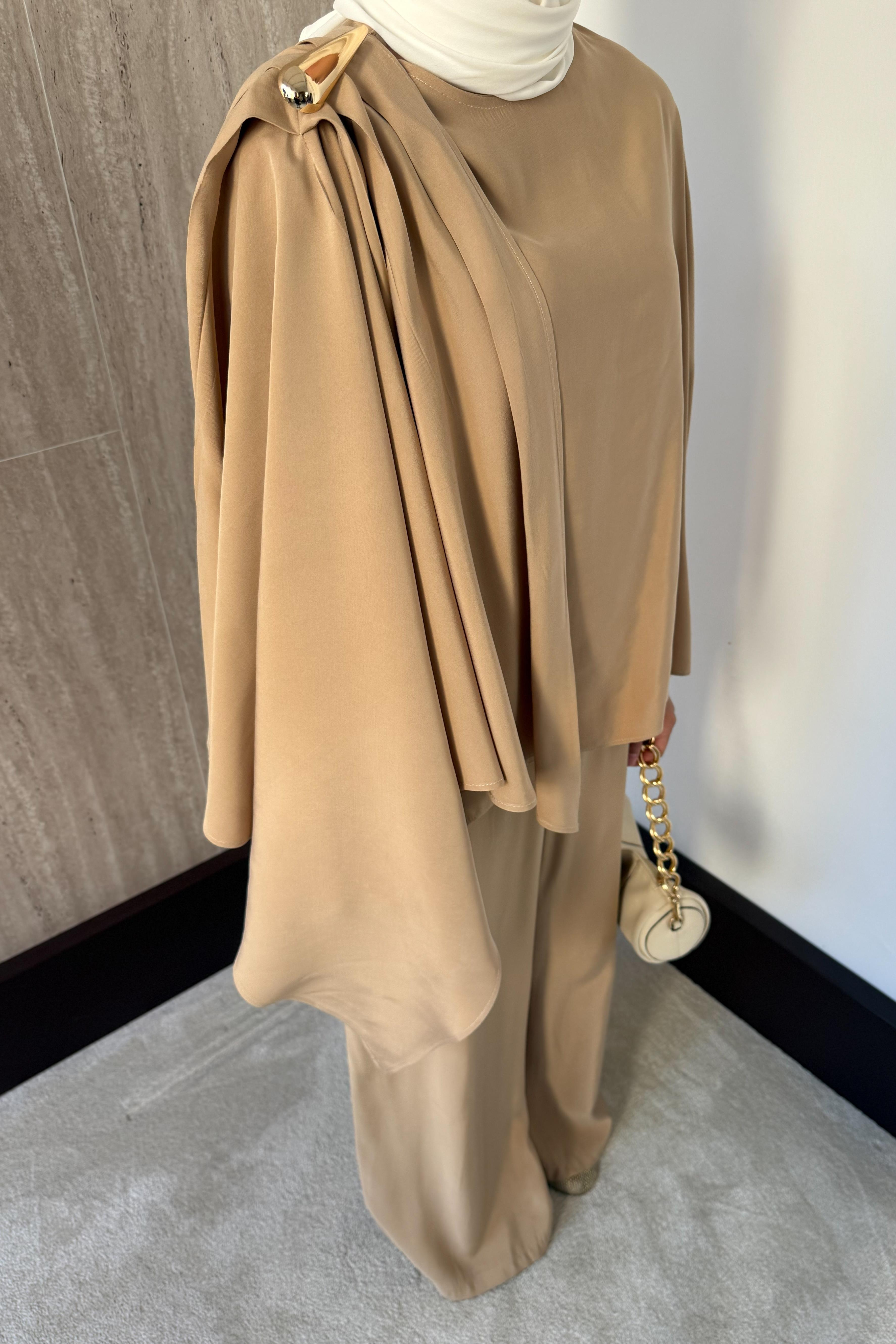 Bloom Modal Pantolonlu Takım - Camel