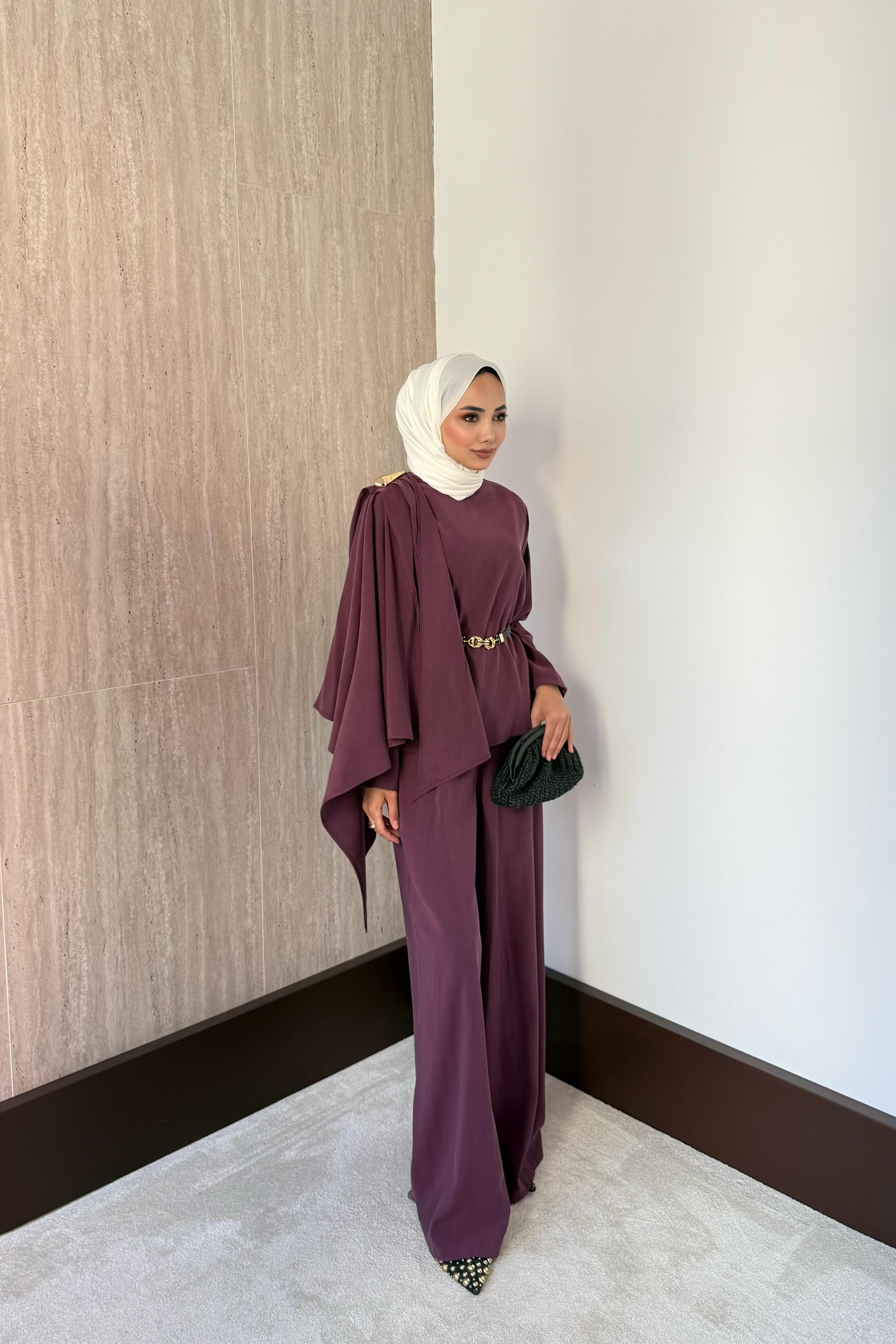 Bloom Modal Pantolonlu Takım - Mürdüm