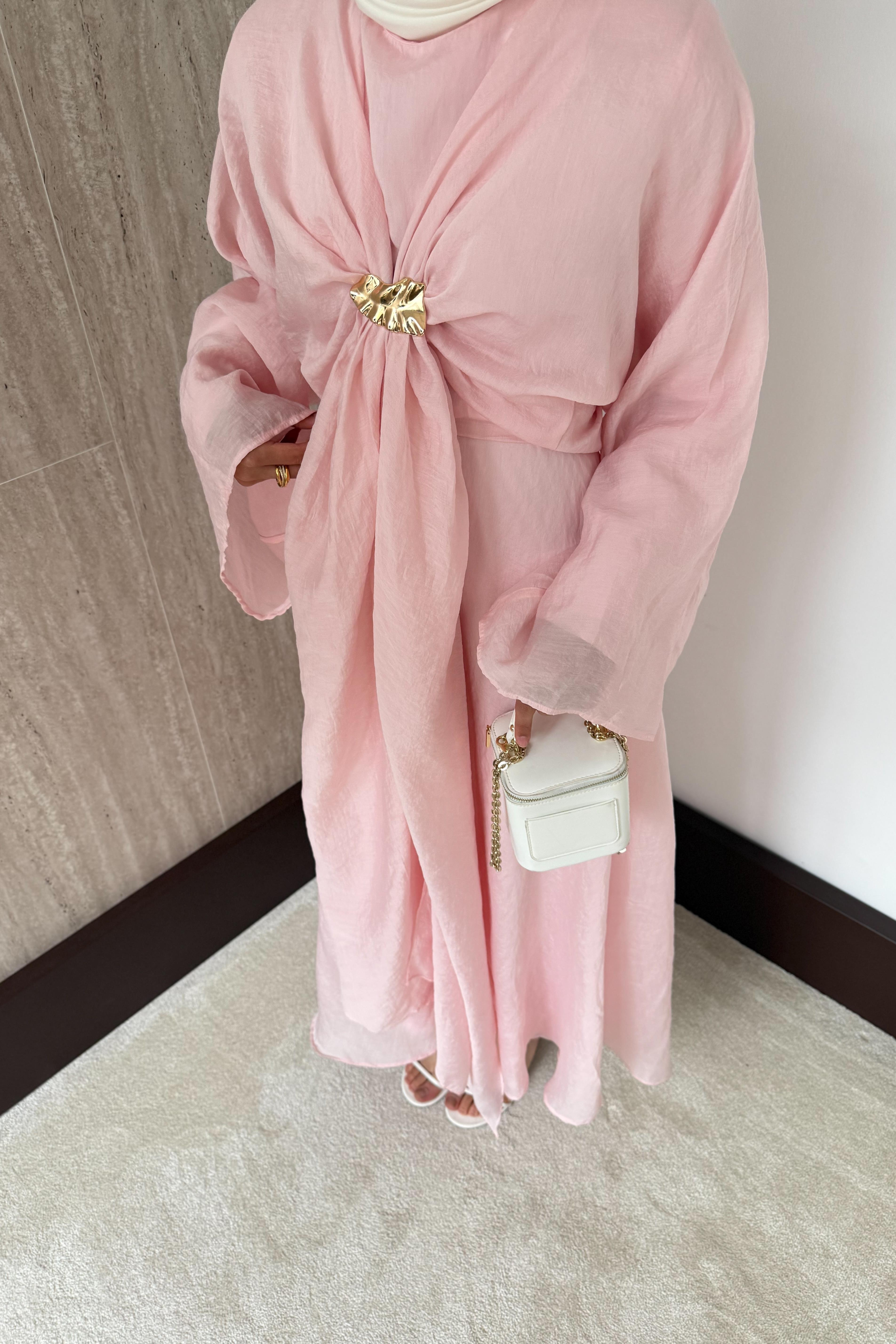Bolerolu Vual Elbise - Pembe