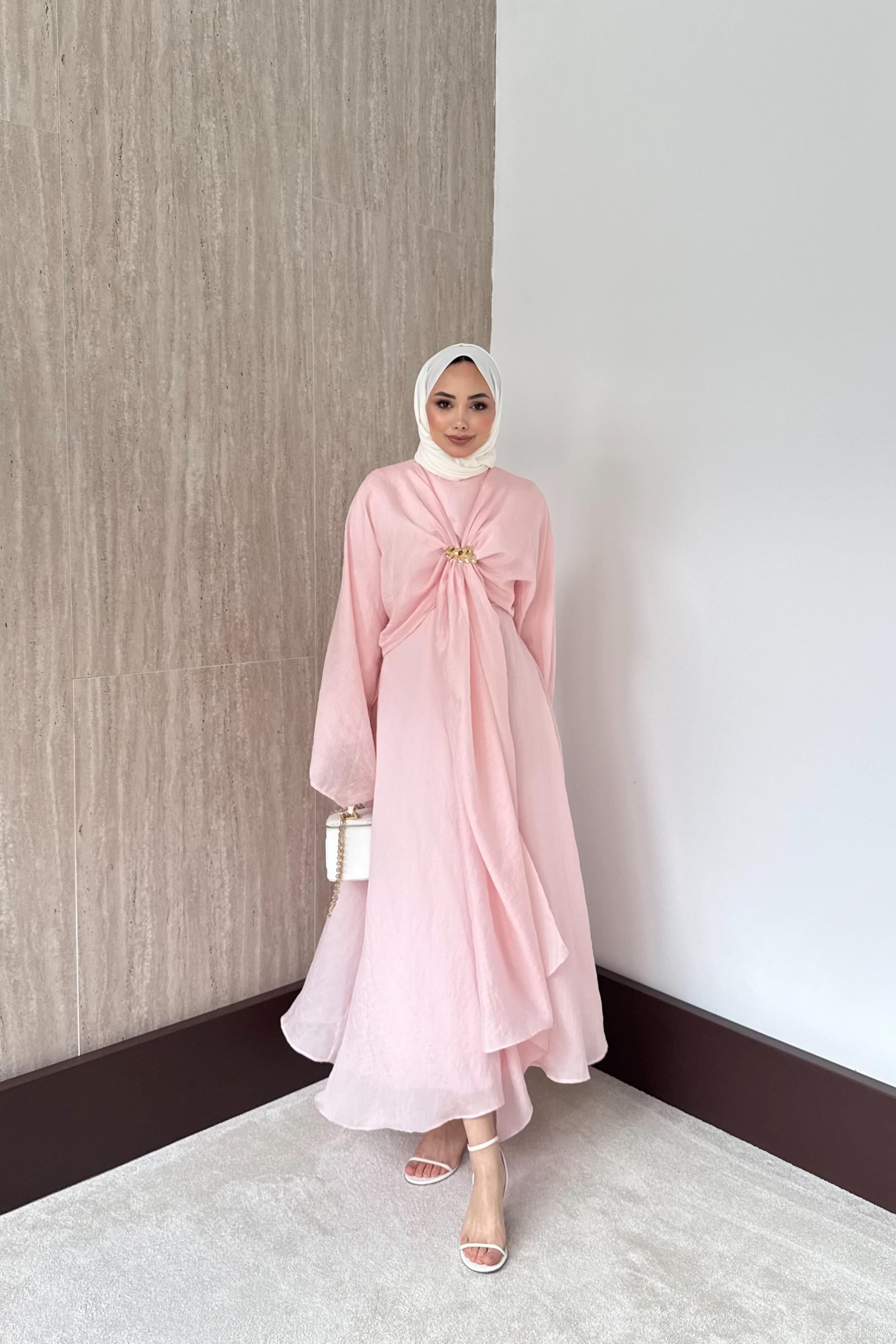 Bolerolu Vual Elbise - Pembe