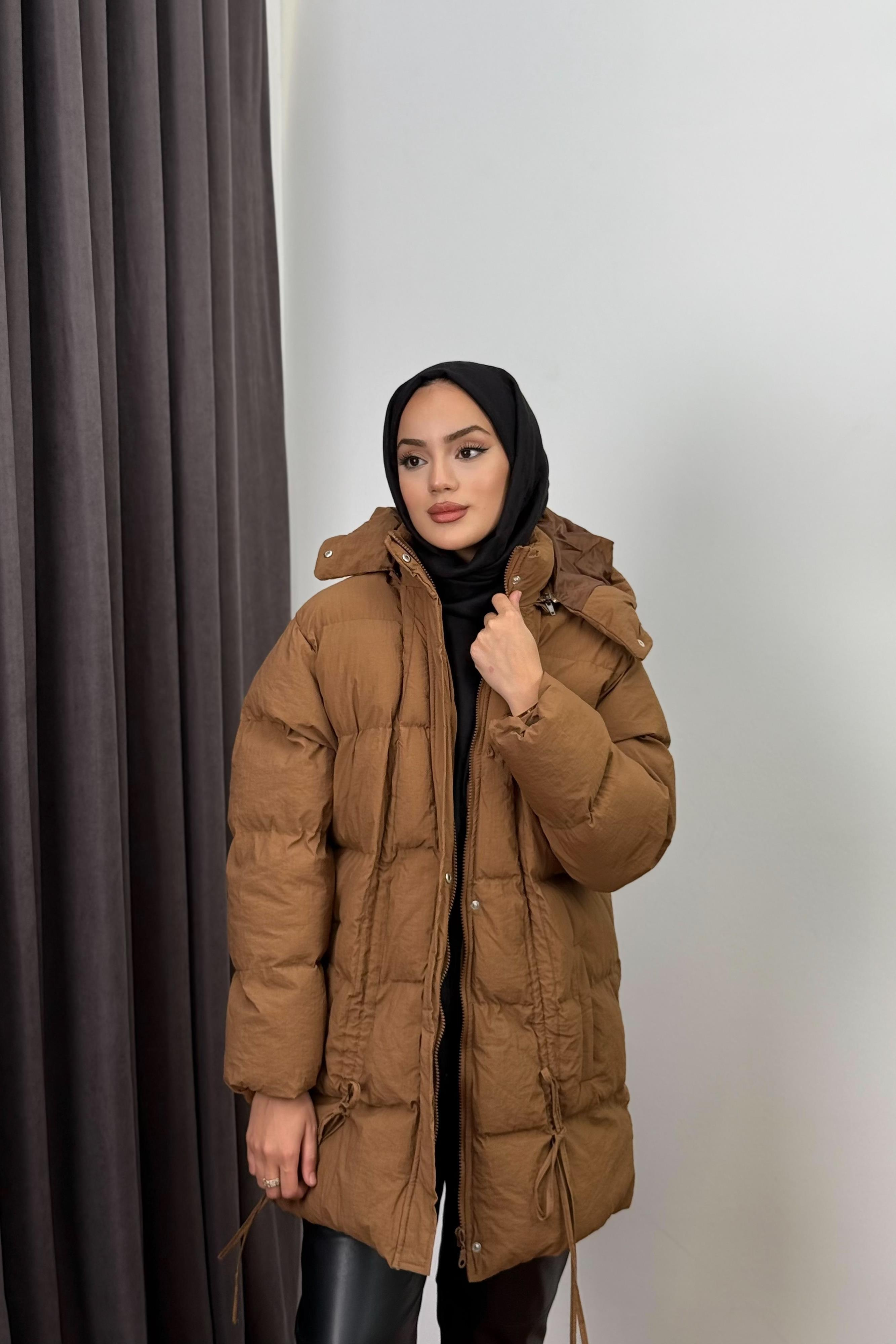 Büzgülü Şişme Mont - CAMEL
