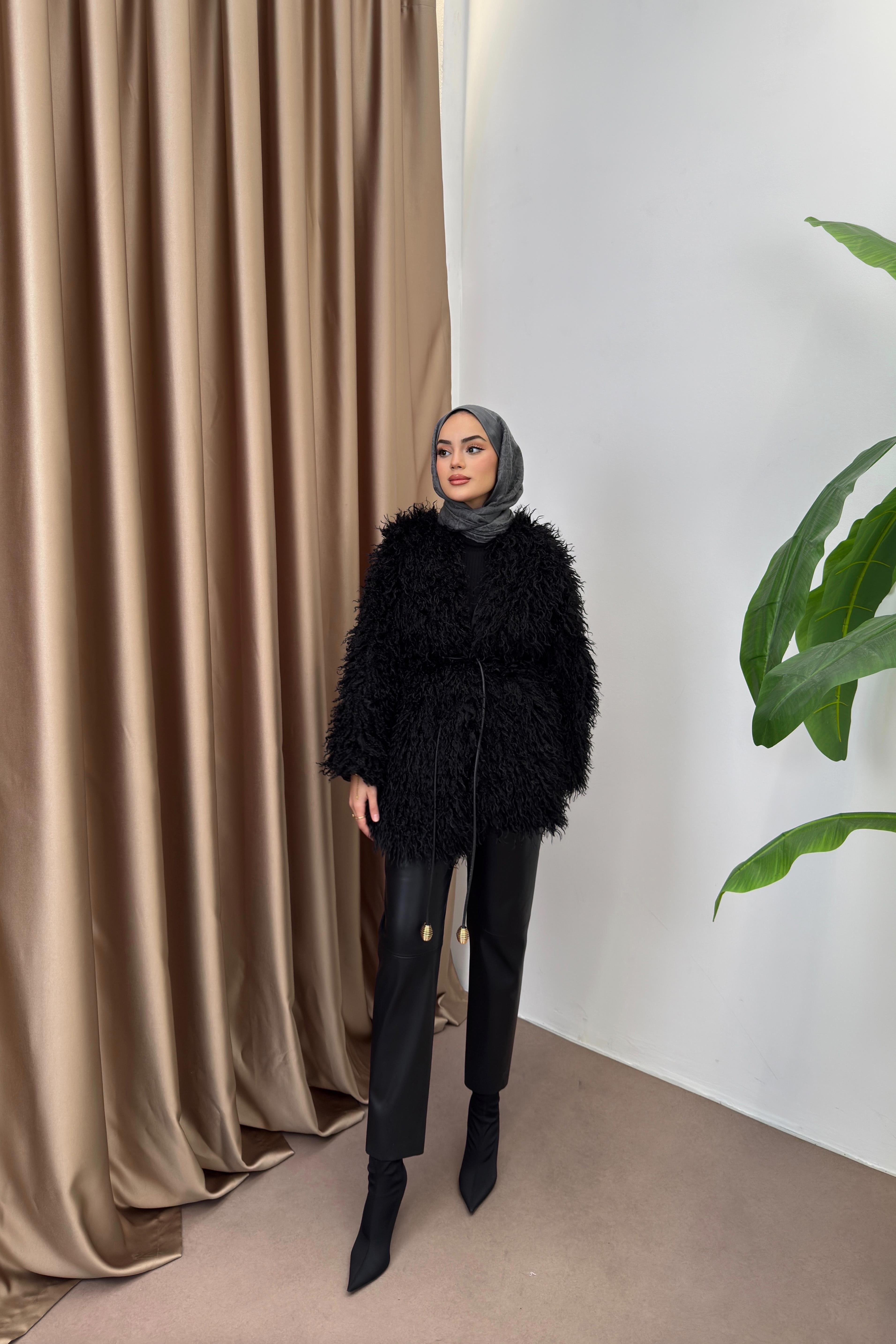 Curly Peluş Kaban - SİYAH