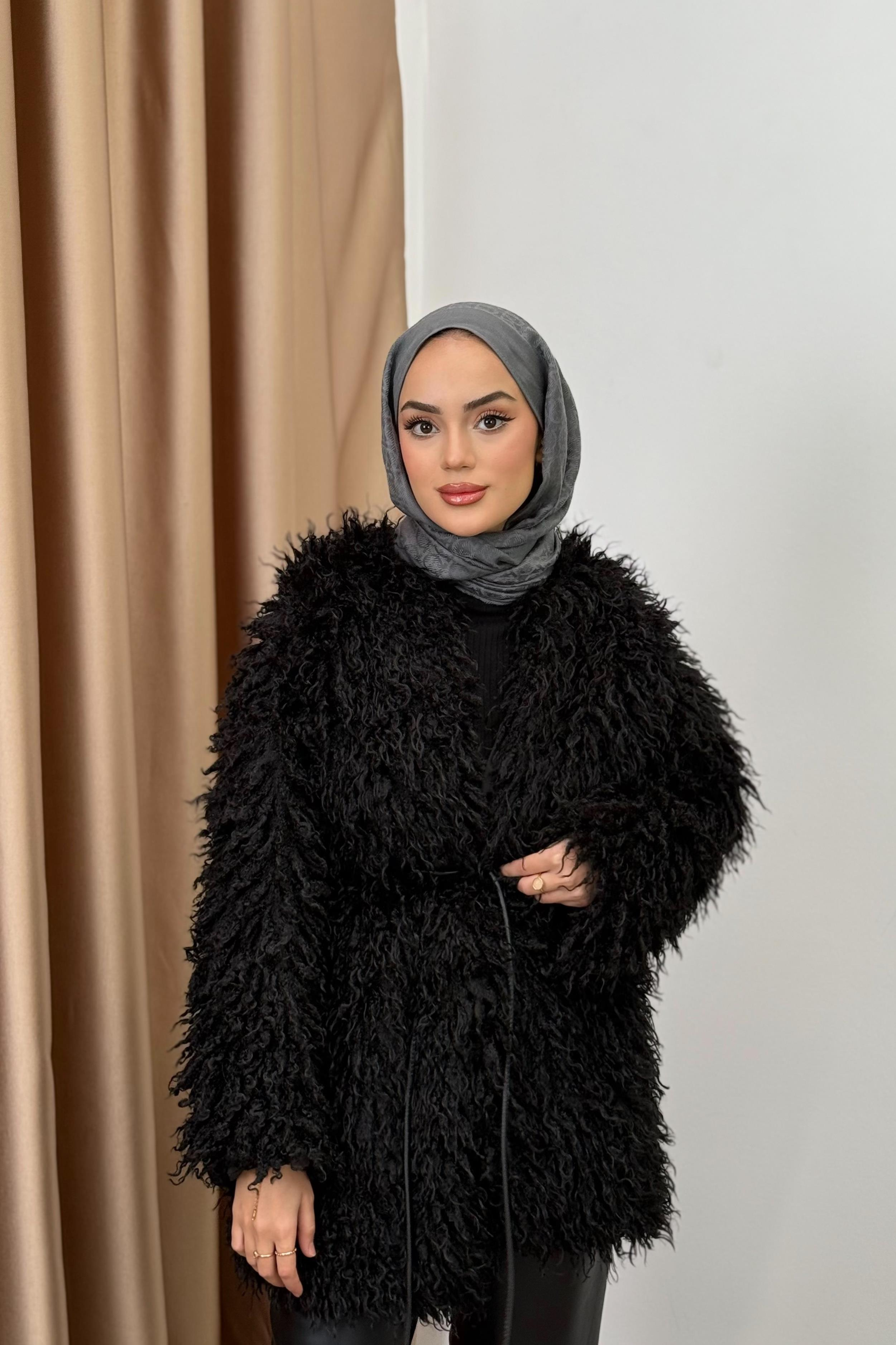 Curly Peluş Kaban - SİYAH