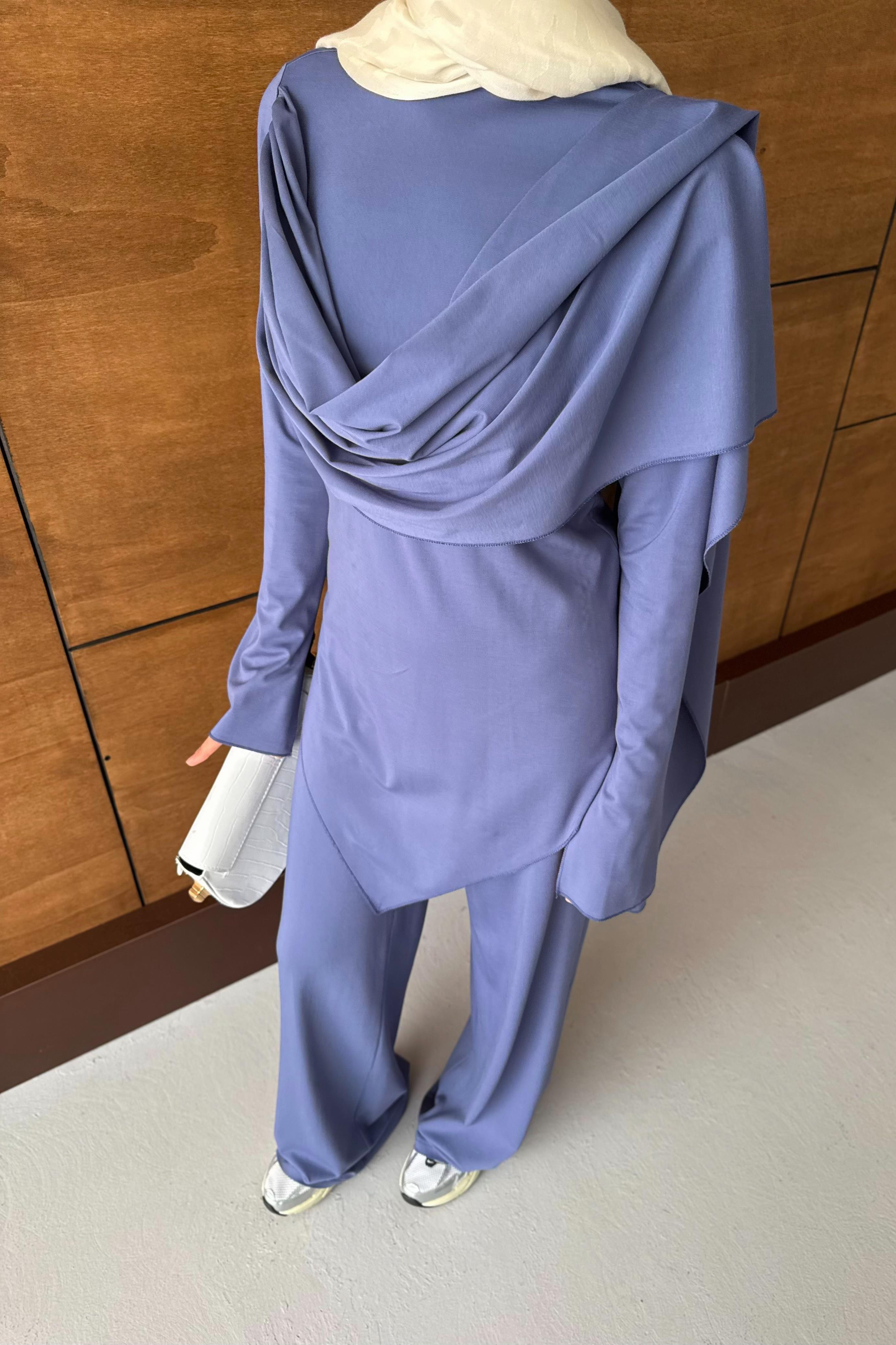 Degaje Yaka Pantolonlu Takım - İndigo