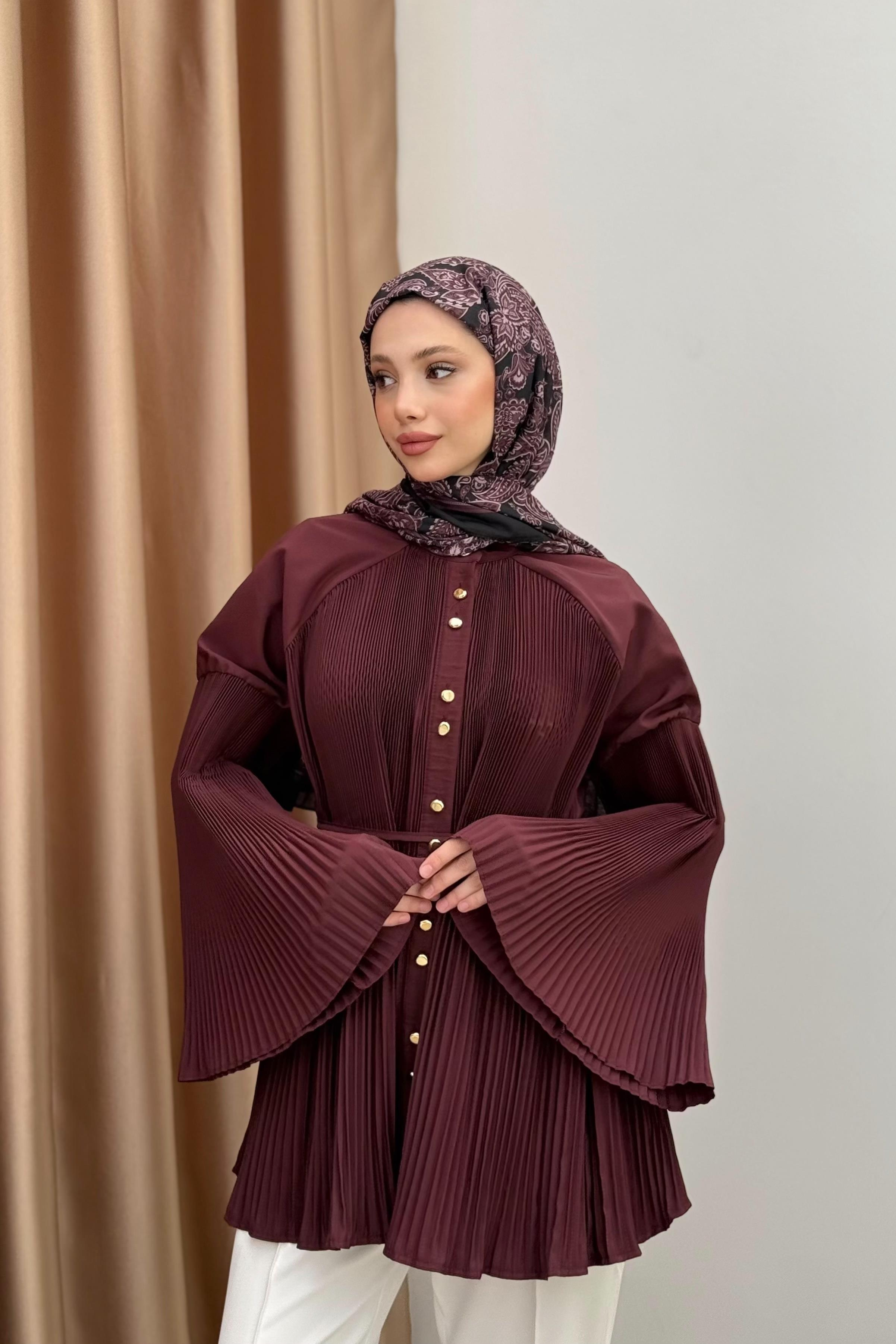 Dik Piliseli Modal Gömlek - Bordo