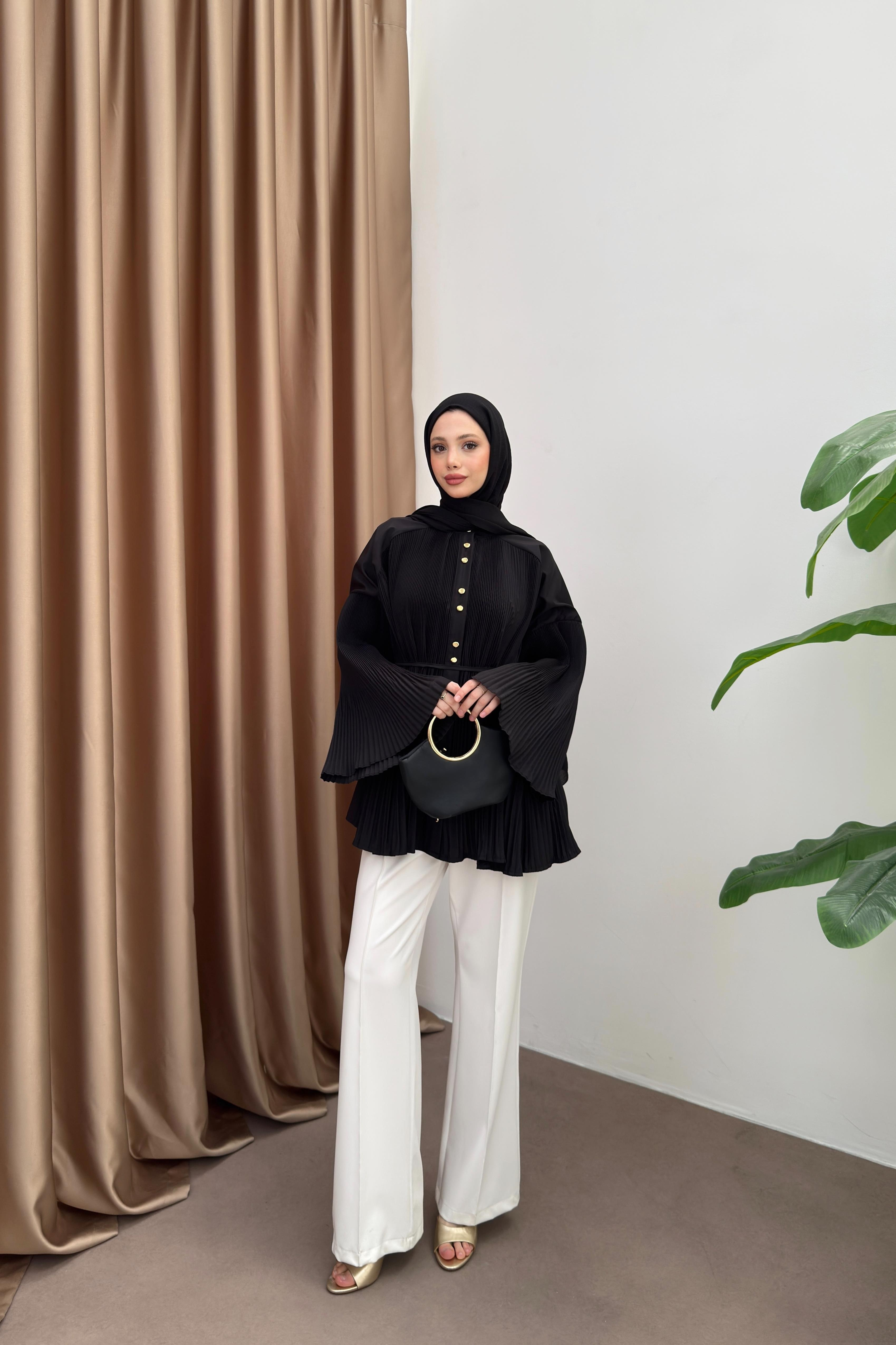 Dik Piliseli Modal Gömlek - Siyah