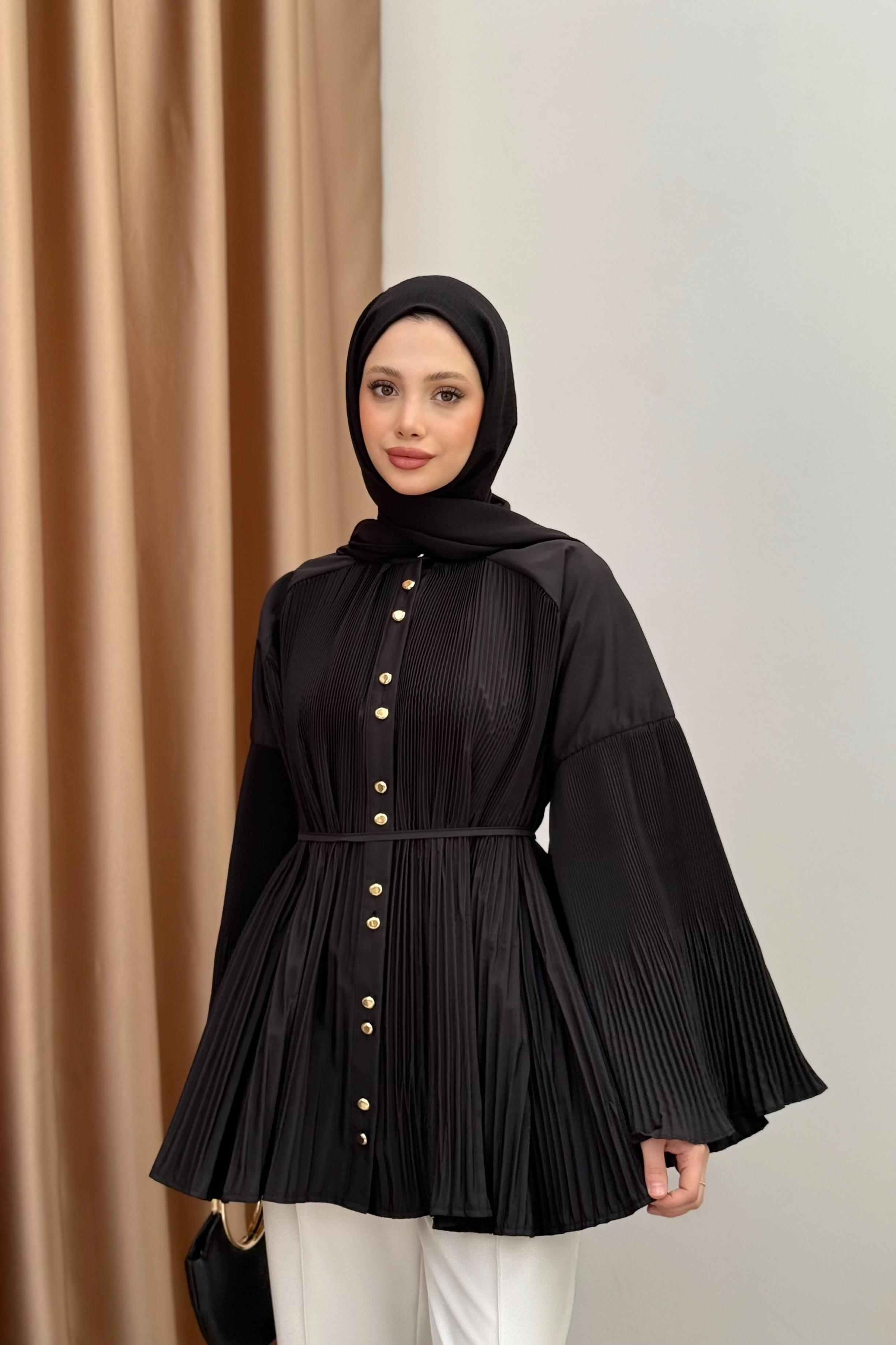 Dik Piliseli Modal Gömlek - Siyah